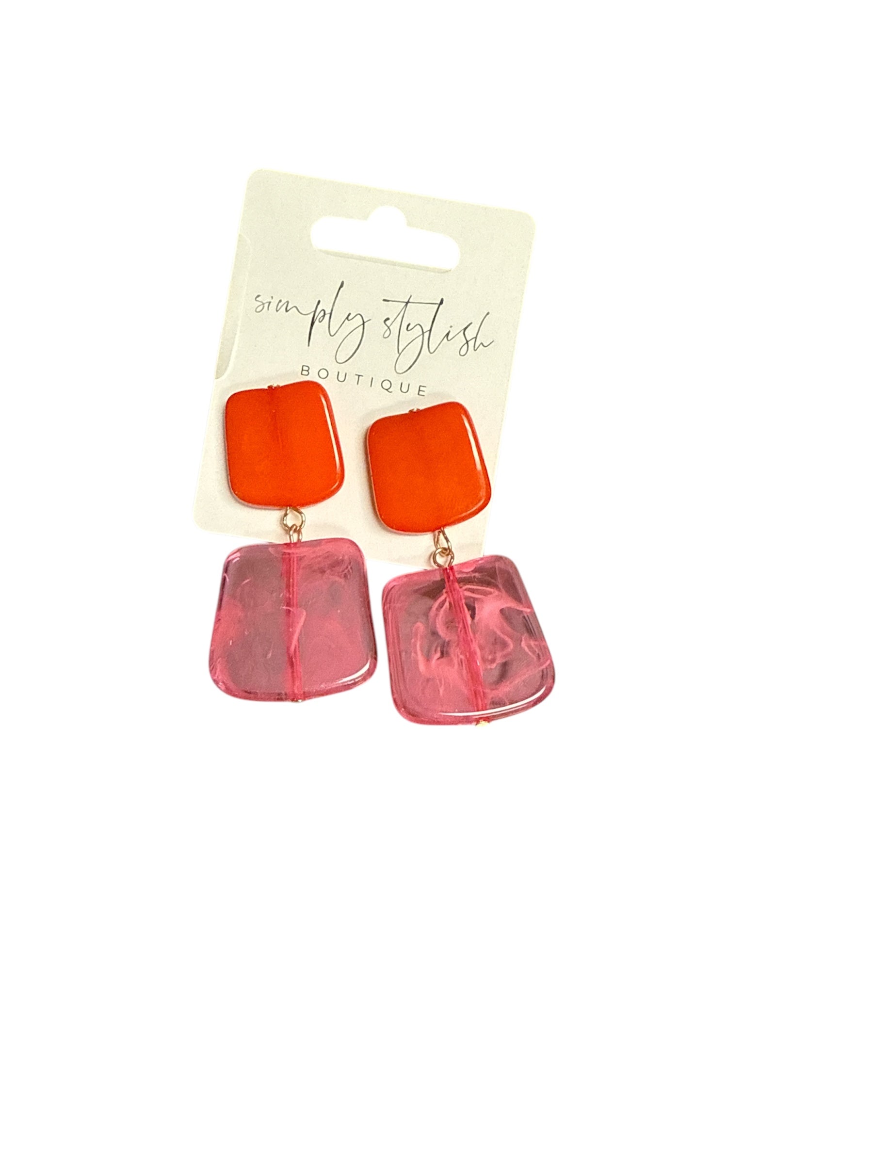 Pink/Red Color Block Earring-410 Jewelry-Simply Stylish Boutique-Simply Stylish Boutique | Women’s & Kid’s Fashion | Paducah, KY
