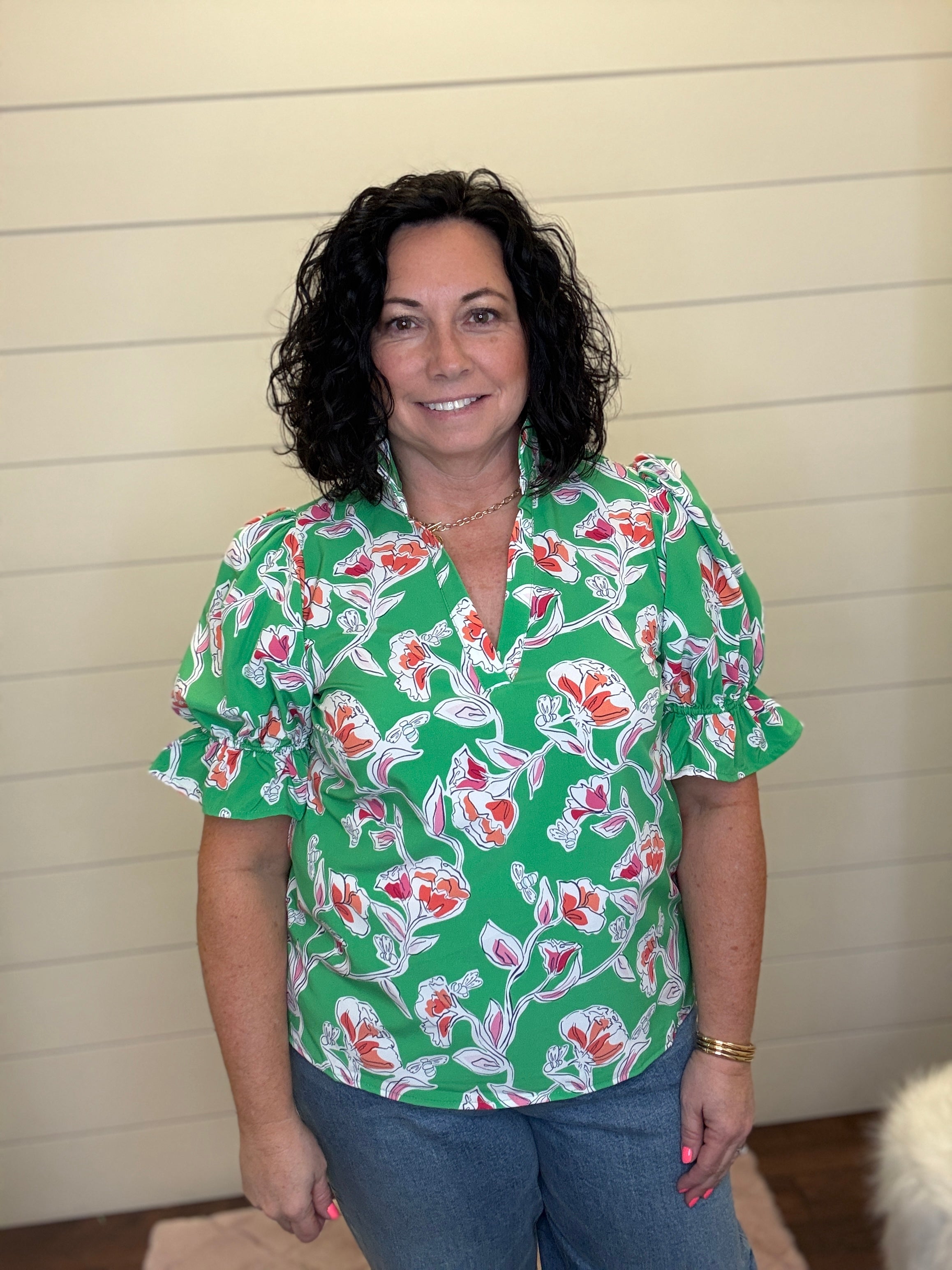 Pretty Petals Jessica Top-130 Dressy Tops & Blouses-Simply Stylish Boutique-Simply Stylish Boutique | Women’s & Kid’s Fashion | Paducah, KY