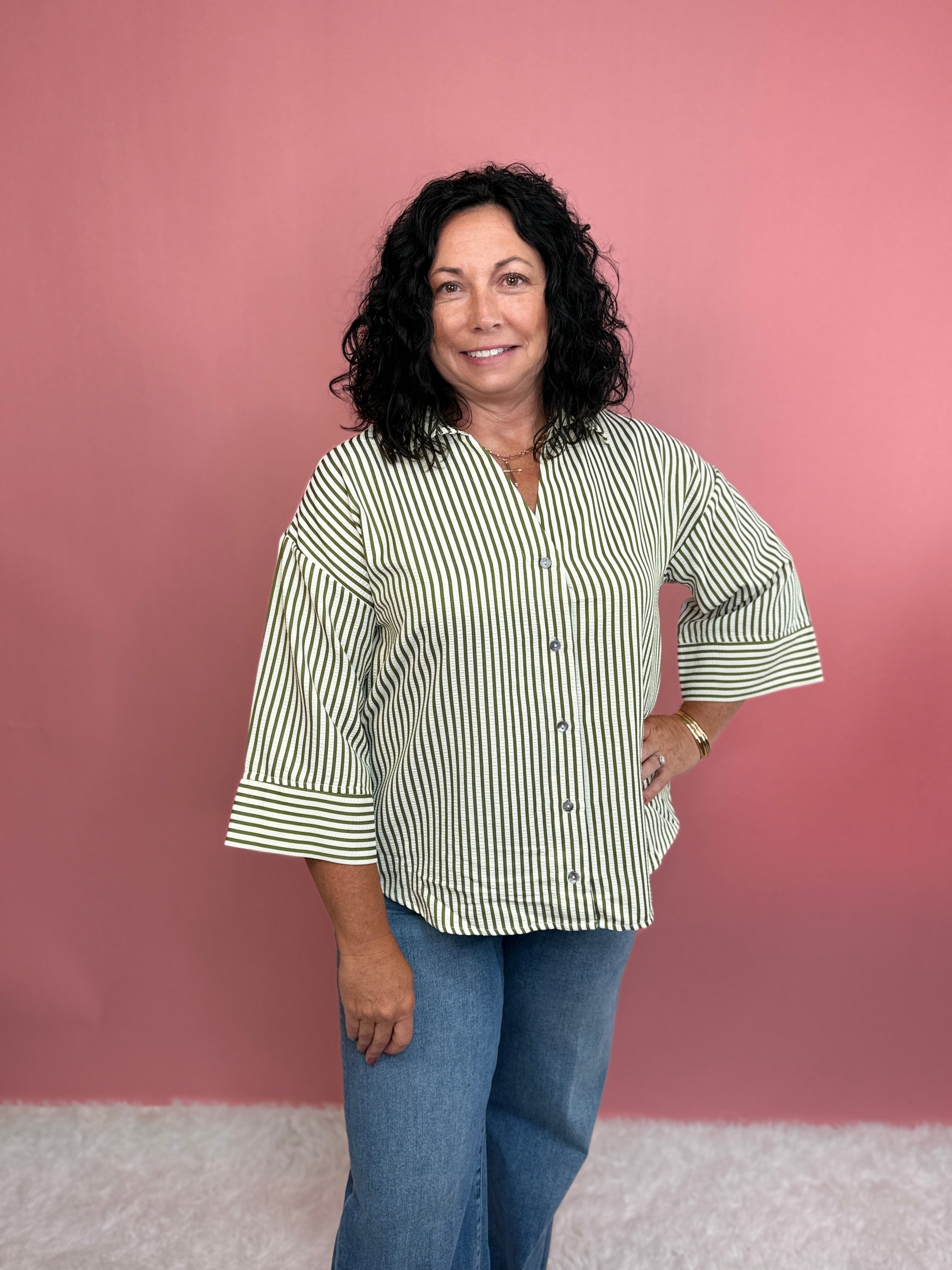 Olive Lines Top-120 Casual Tops & Tees-Simply Stylish boutique-Simply Stylish Boutique | Women’s & Kid’s Fashion | Paducah, KY