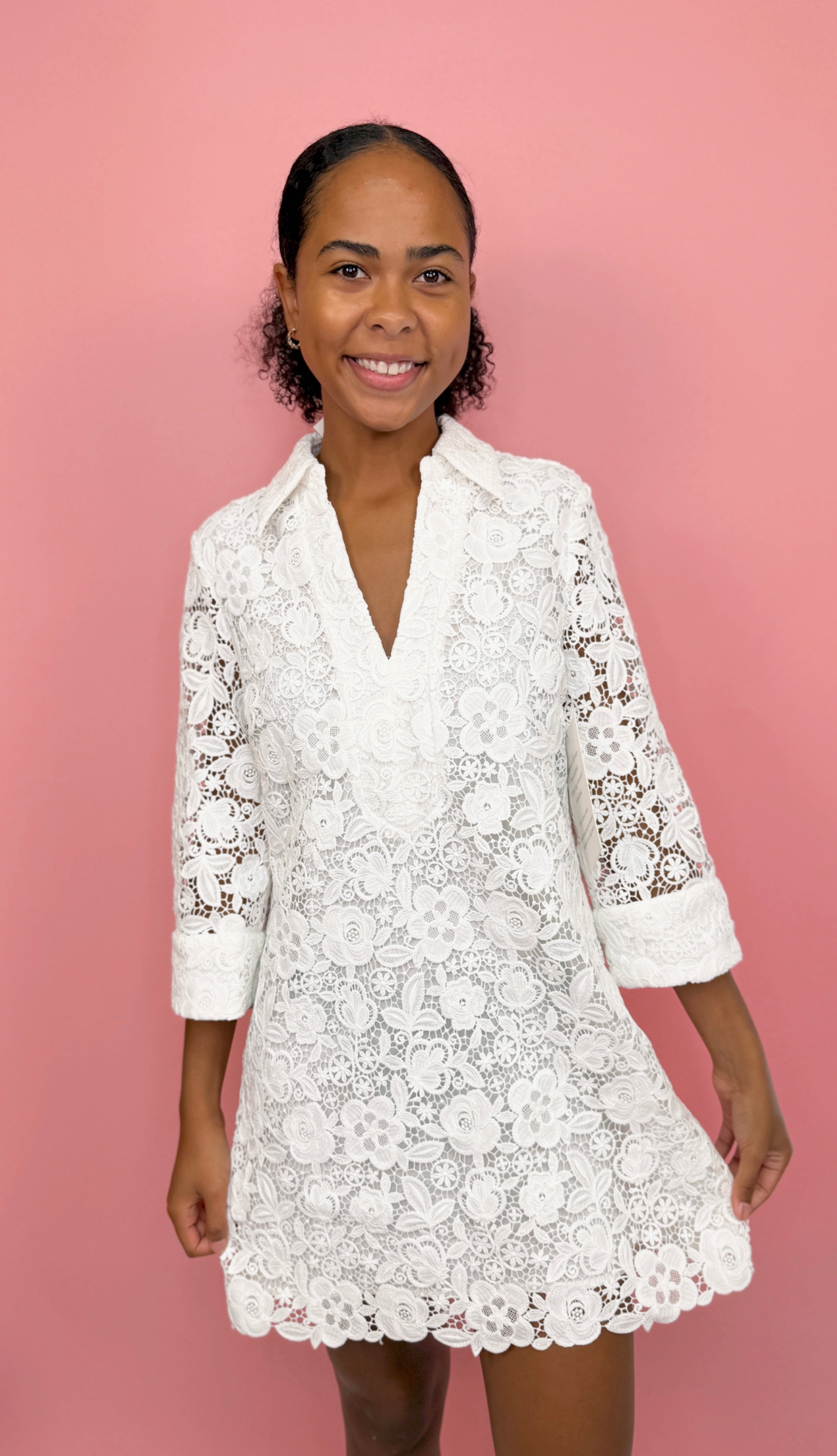 Guipure Lace Mini Dress-310 Dresses-Simply Stylish Boutique-Simply Stylish Boutique | Women’s & Kid’s Fashion | Paducah, KY