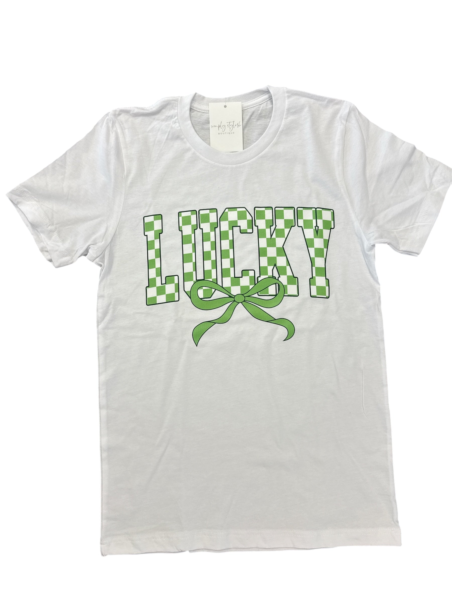 Lucky Checked Tee-110 Graphic Tee-Simply Stylish Boutique-Simply Stylish Boutique | Women’s & Kid’s Fashion | Paducah, KY