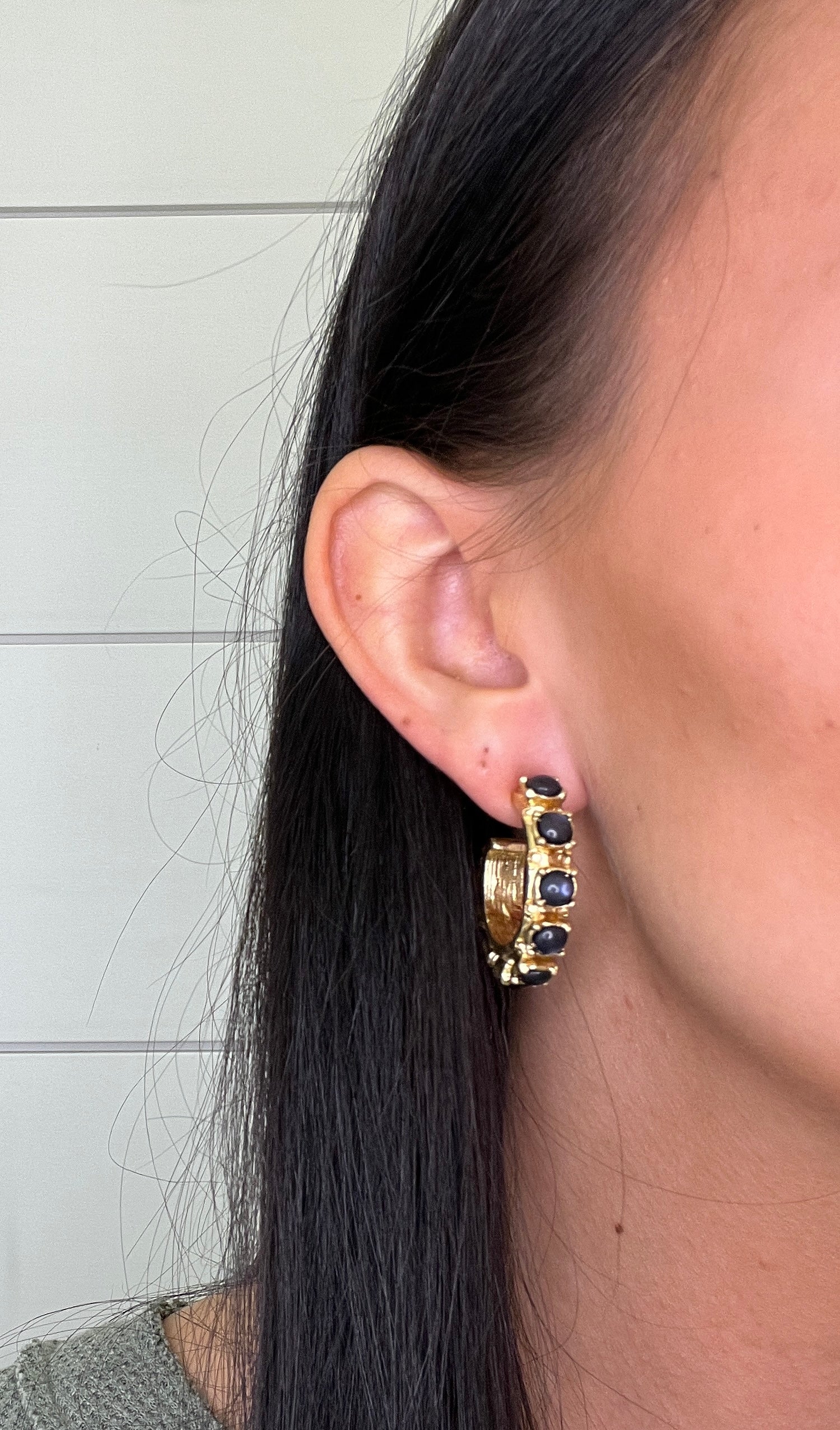 Dotted Stone Hoops-410 Jewelry-Simply Stylish Boutique-Simply Stylish Boutique | Women’s & Kid’s Fashion | Paducah, KY