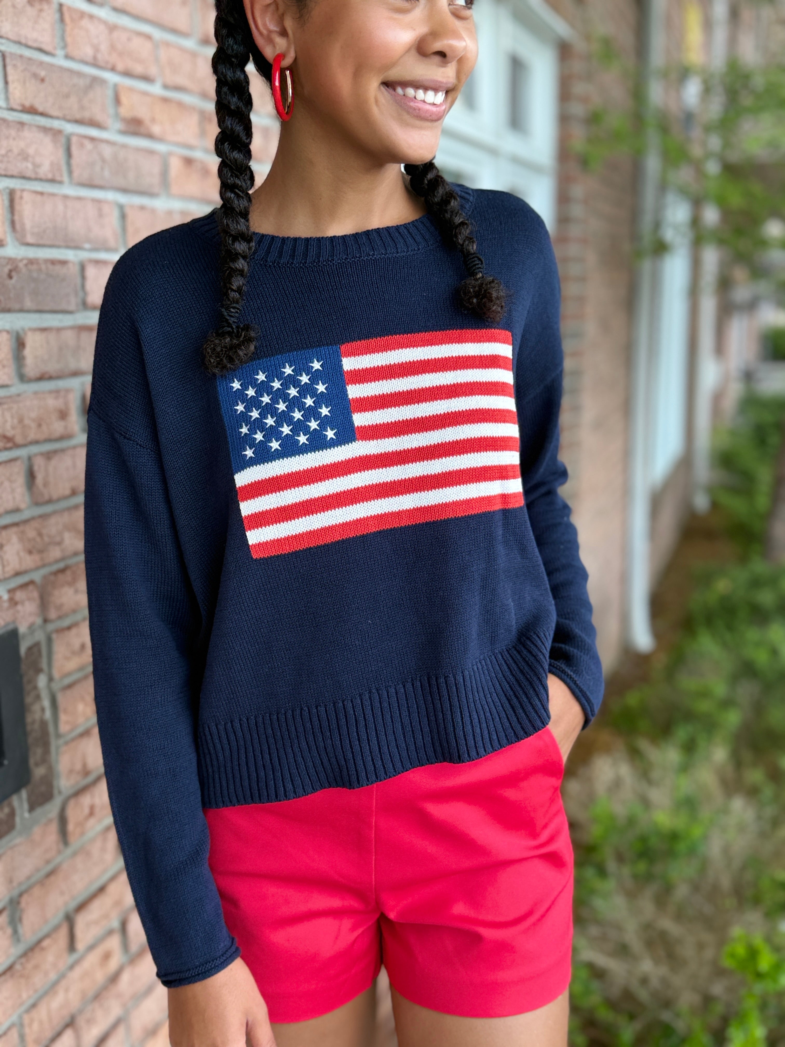 Sienna Patriot Sweater-140 Sweaters, Cardigans & Sweatshirts-Simply Stylish boutique-Simply Stylish Boutique | Women’s & Kid’s Fashion | Paducah, KY