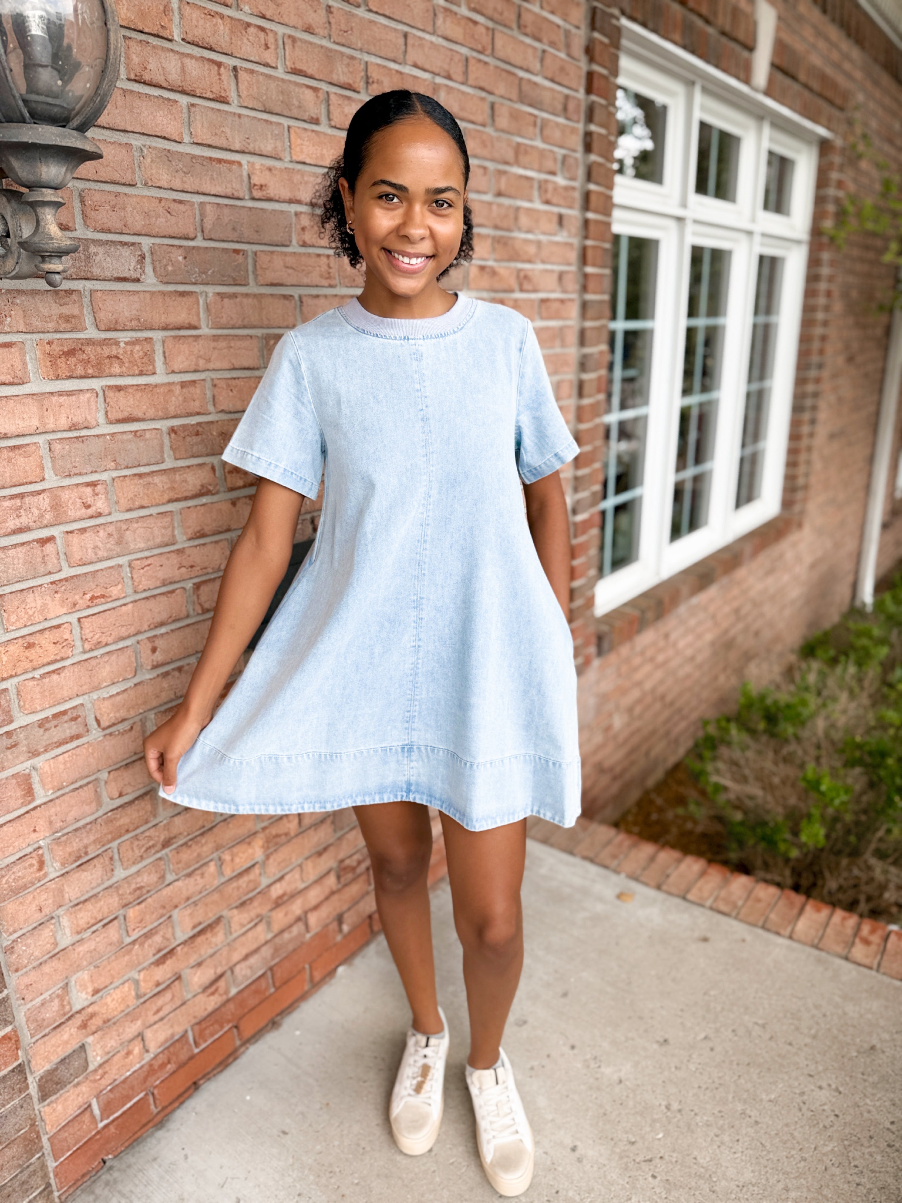 Pretty Little Denim Dress-310 Dresses-Simply Stylish Boutique-Simply Stylish Boutique | Women’s & Kid’s Fashion | Paducah, KY
