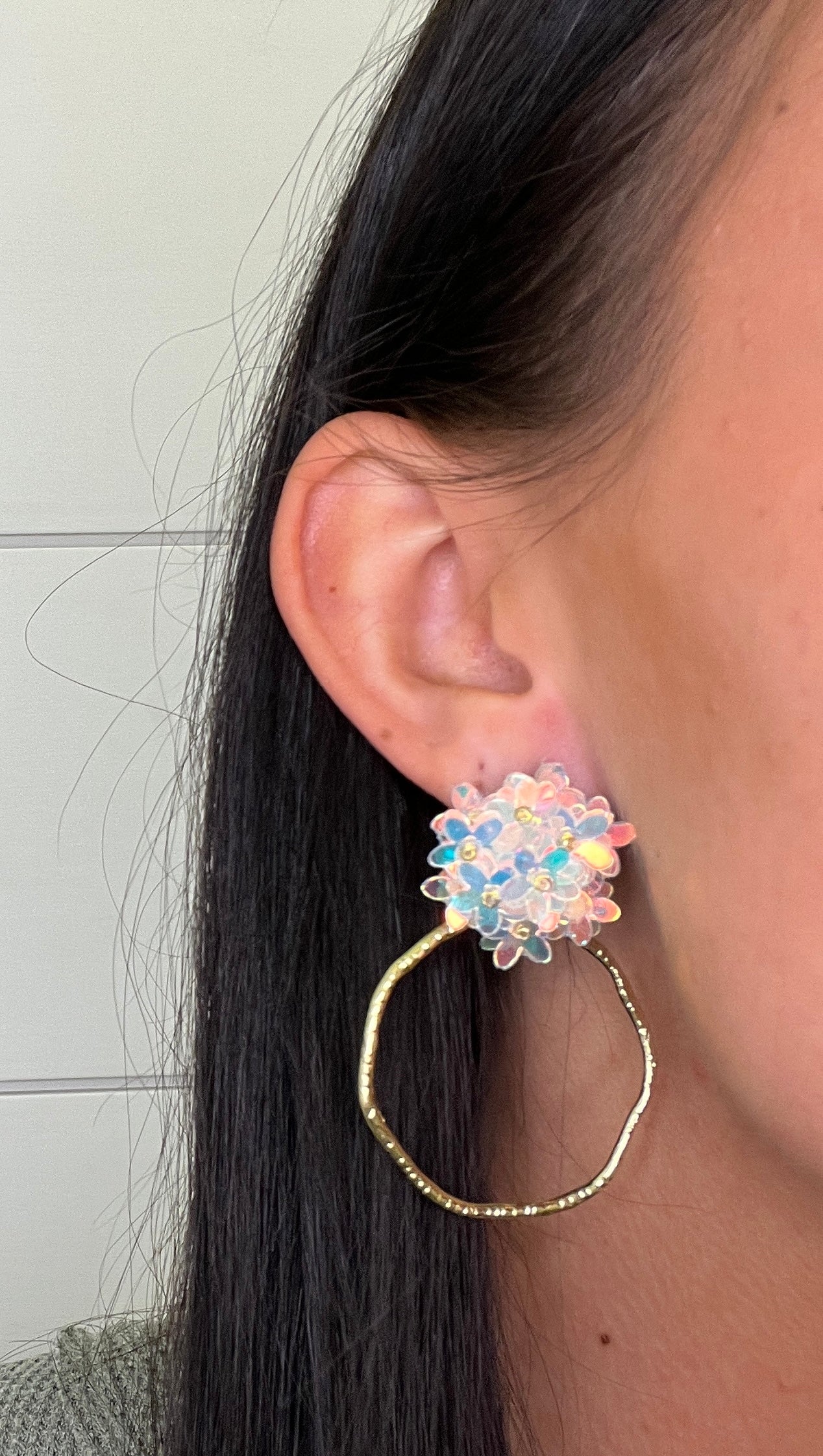 Iridescent Flower Hoops-410 Jewelry-Simply Stylish Boutique-Simply Stylish Boutique | Women’s & Kid’s Fashion | Paducah, KY