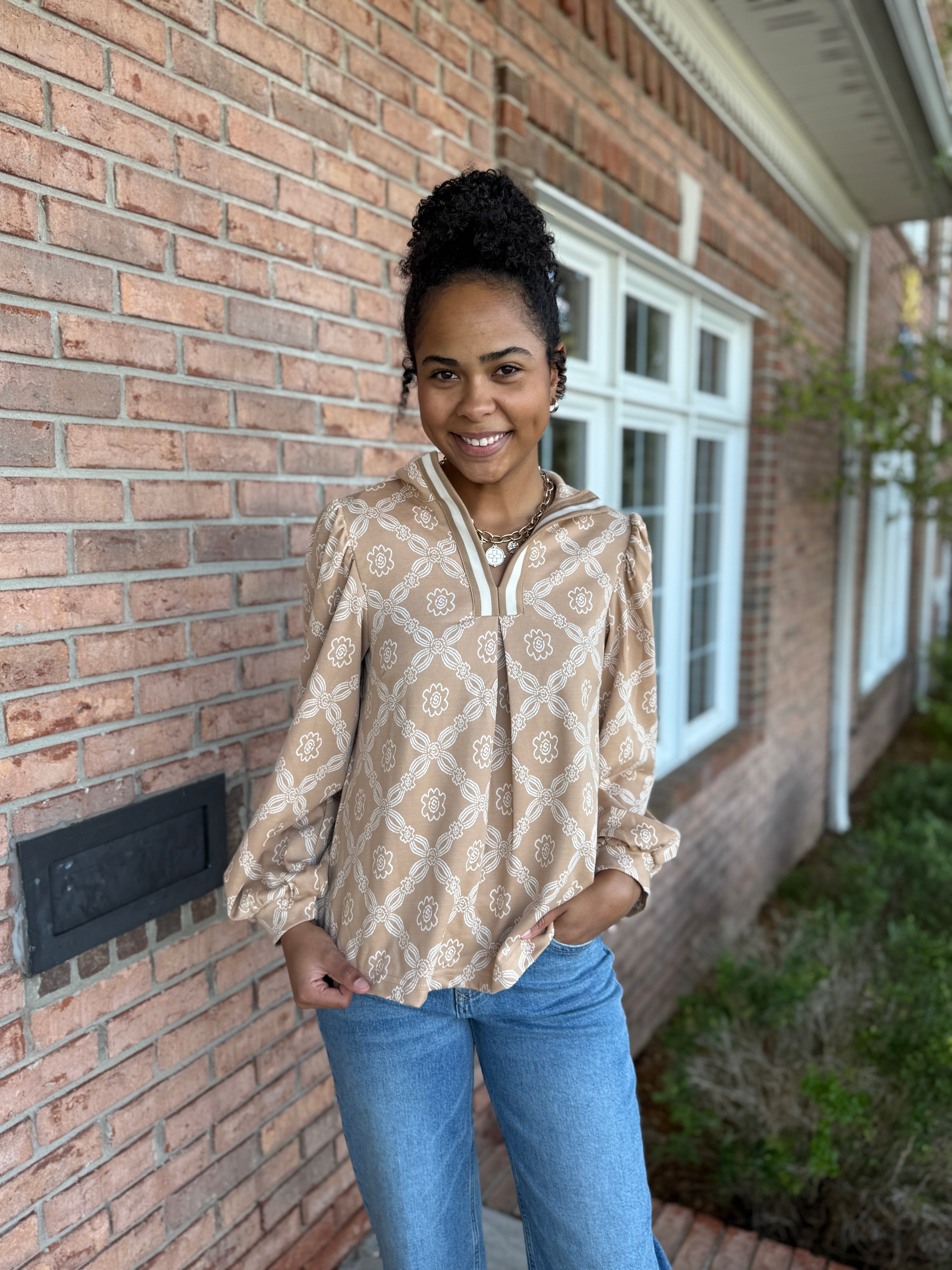 Latte High Neck Top-130 Dressy Tops & Blouses-Simply Stylish Boutique-Simply Stylish Boutique | Women’s & Kid’s Fashion | Paducah, KY