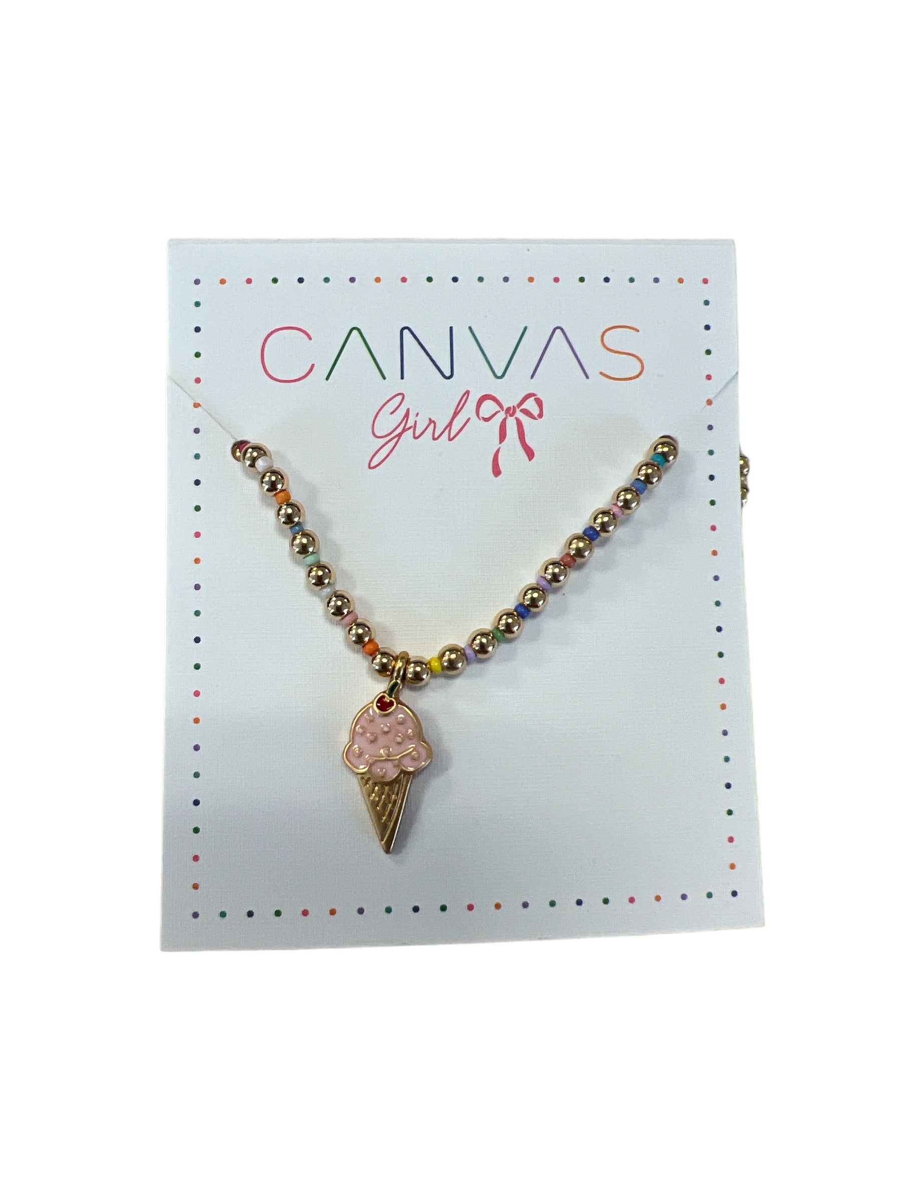 Roxy Ice Cream Rainbow Beaded Children's Necklace-410 Jewelry-canvas-Simply Stylish Boutique | Women’s & Kid’s Fashion | Paducah, KY