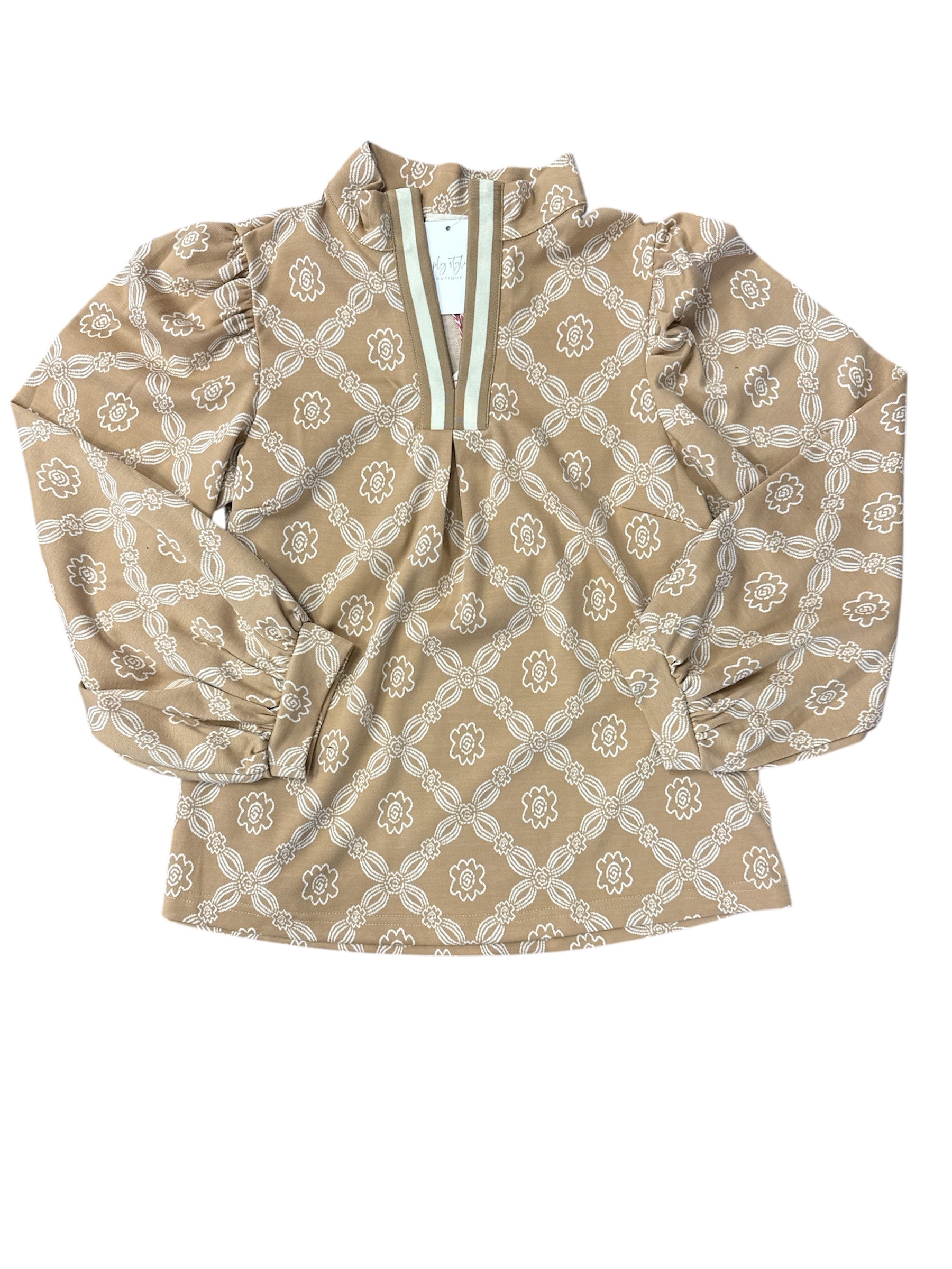 Latte High Neck Top-130 Dressy Tops & Blouses-Simply Stylish Boutique-Simply Stylish Boutique | Women’s & Kid’s Fashion | Paducah, KY