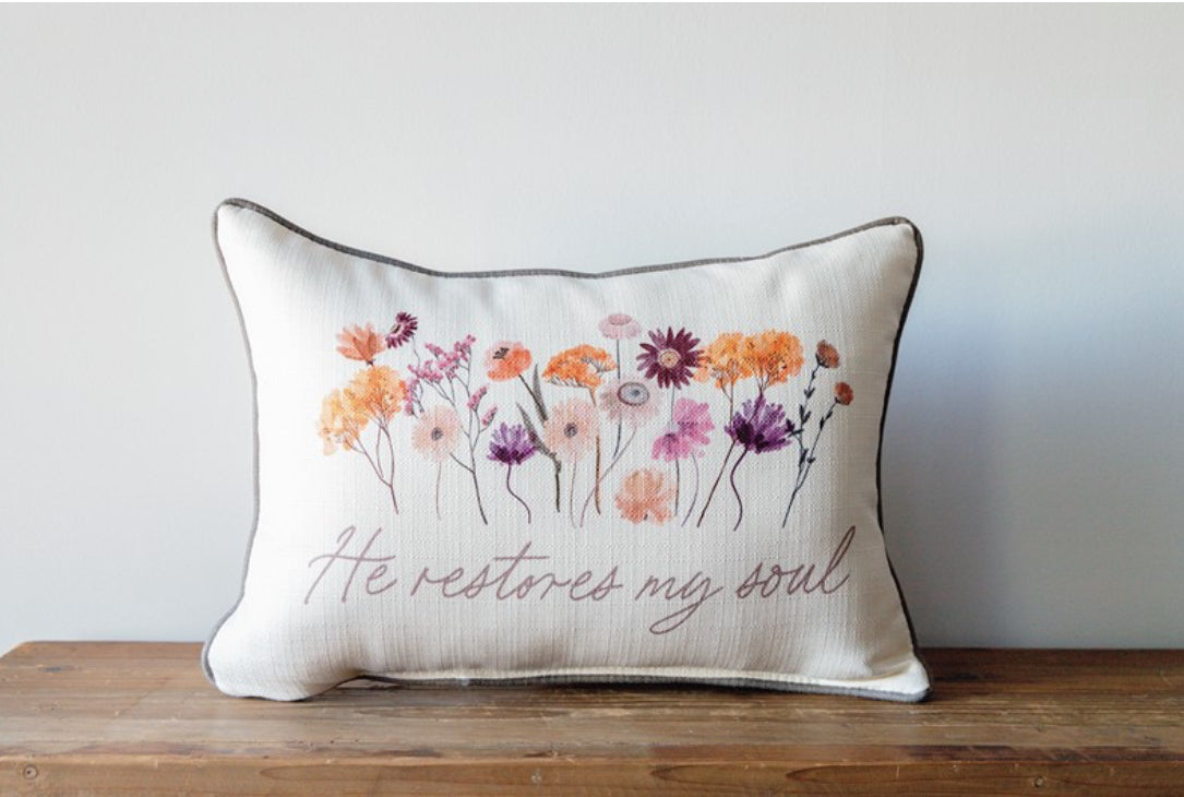 He Restores My Soul Pillow-510 General Gifts-Little Birdie-Simply Stylish Boutique | Women’s & Kid’s Fashion | Paducah, KY