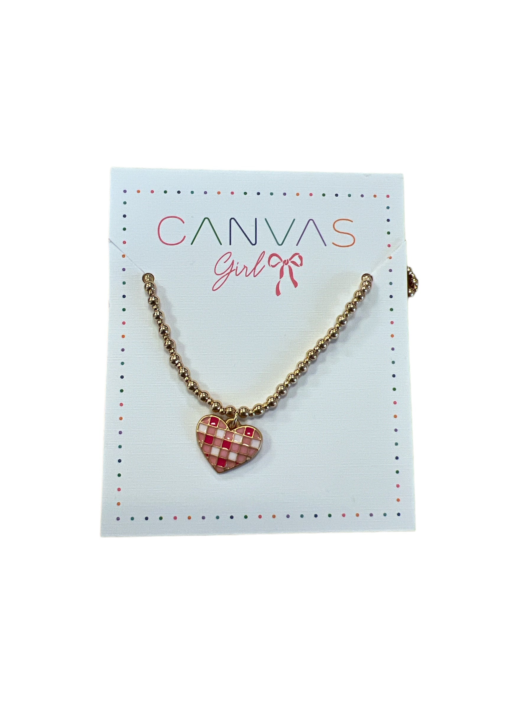 Livi Gingham Heart Children's Necklace-410 Jewelry-canvas-Simply Stylish Boutique | Women’s & Kid’s Fashion | Paducah, KY