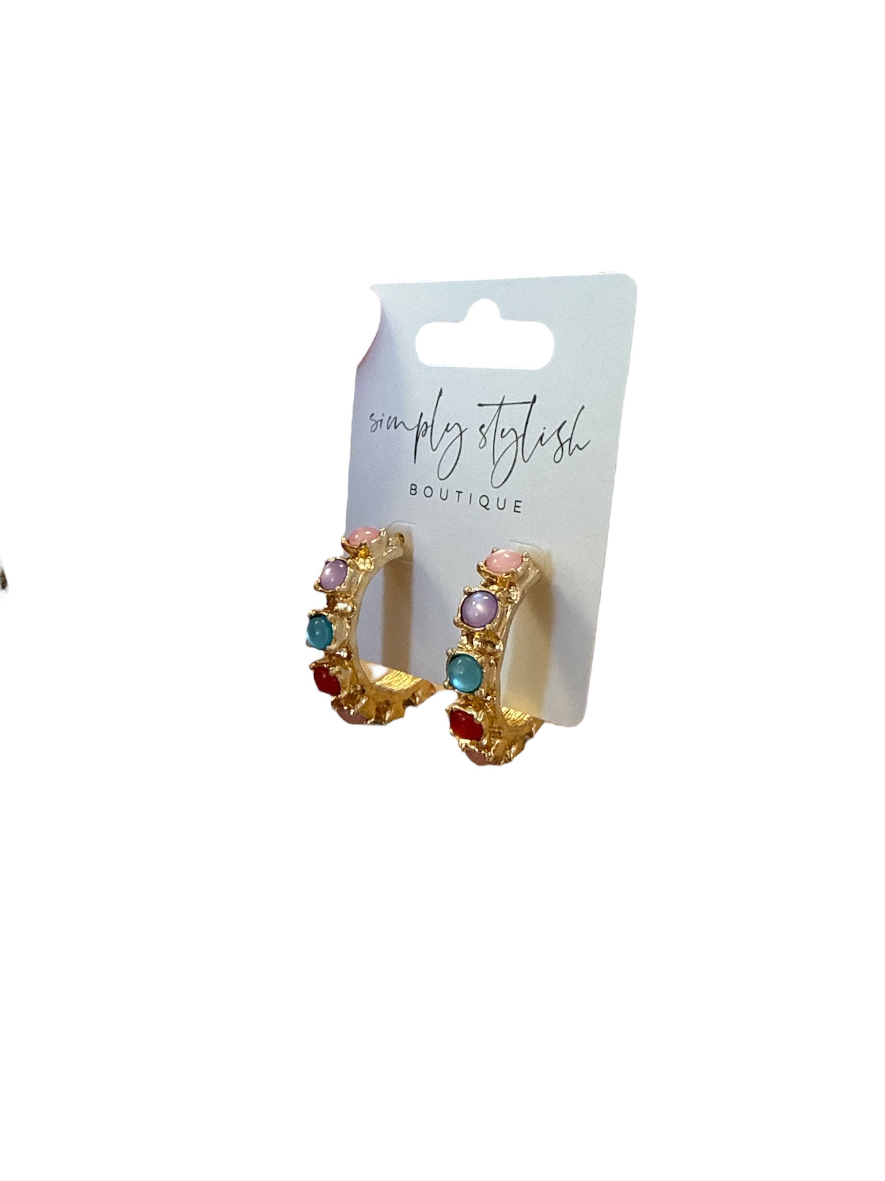Dotted Stone Hoops-410 Jewelry-Simply Stylish Boutique-Simply Stylish Boutique | Women’s & Kid’s Fashion | Paducah, KY