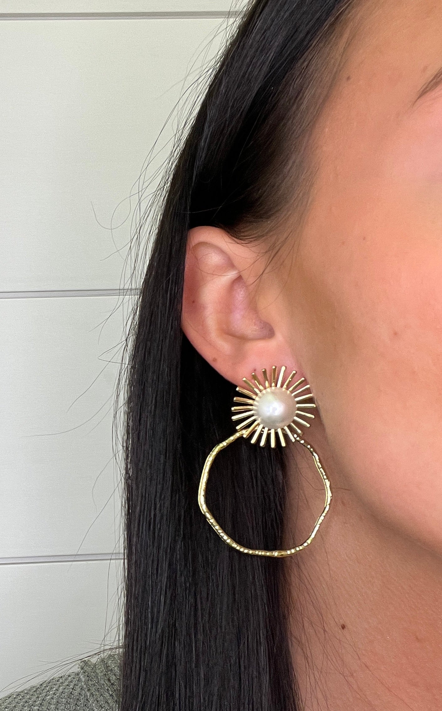 Pearl Sunburst Hoops-410 Jewelry-Simply Stylish Boutique-Simply Stylish Boutique | Women’s & Kid’s Fashion | Paducah, KY