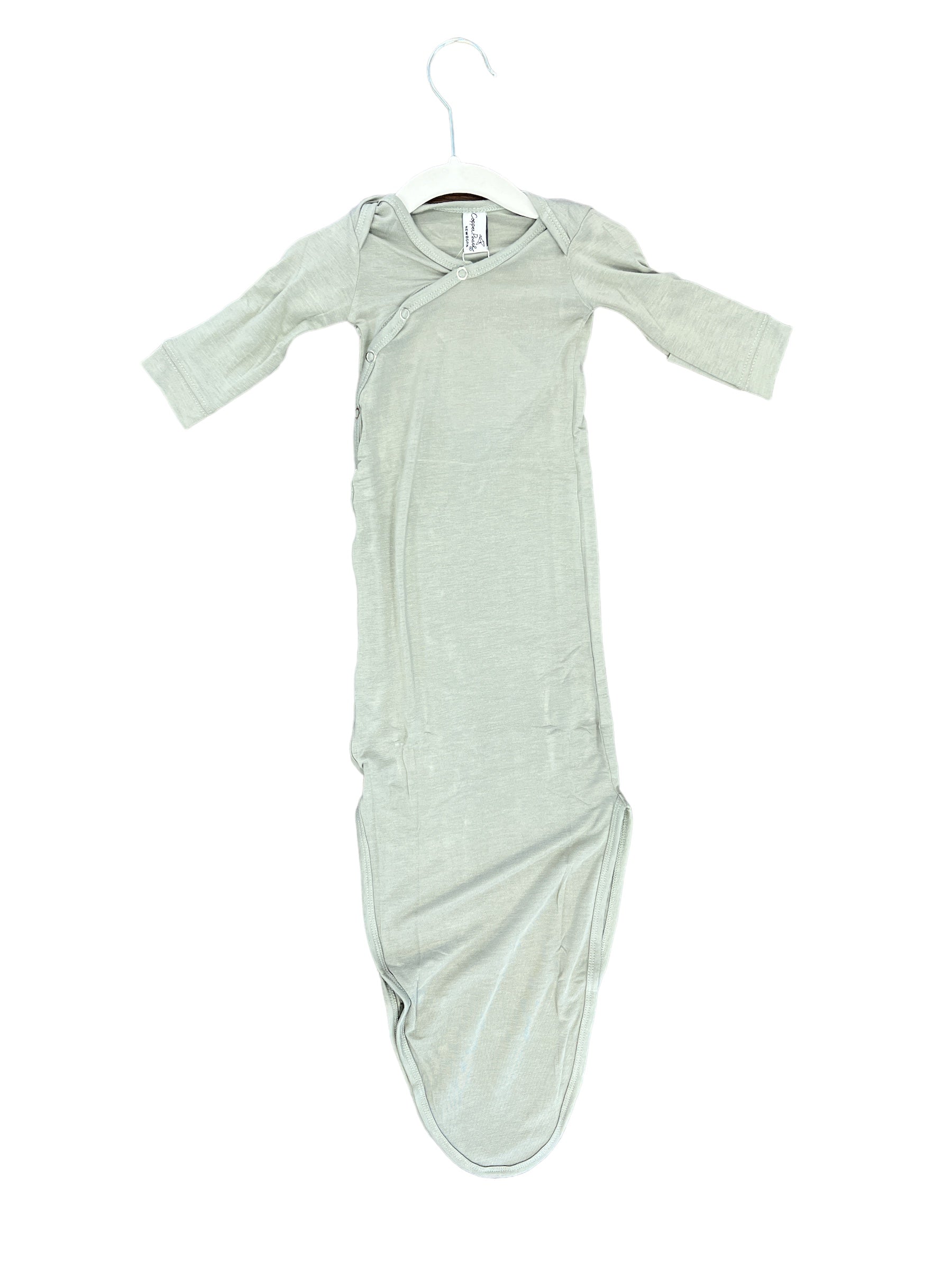 Stone Newborn Knotted Gown-520 Baby & Kids Gifts-Simply Stylish Boutique-Simply Stylish Boutique | Women’s & Kid’s Fashion | Paducah, KY
