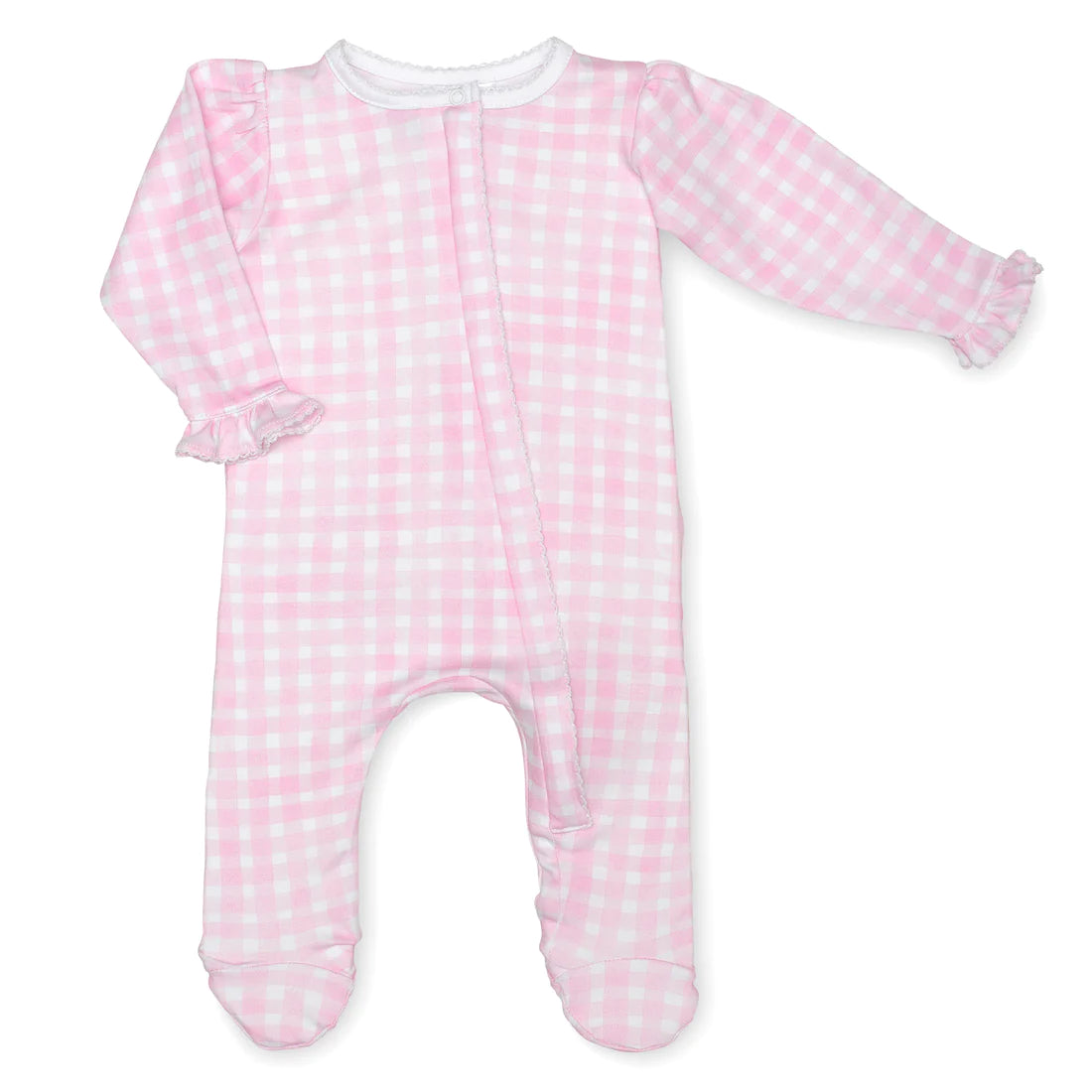 Pink Gingham Ruffle Footie-520 Baby & Kids Gifts-Simply Stylish Boutique-Simply Stylish Boutique | Women’s & Kid’s Fashion | Paducah, KY