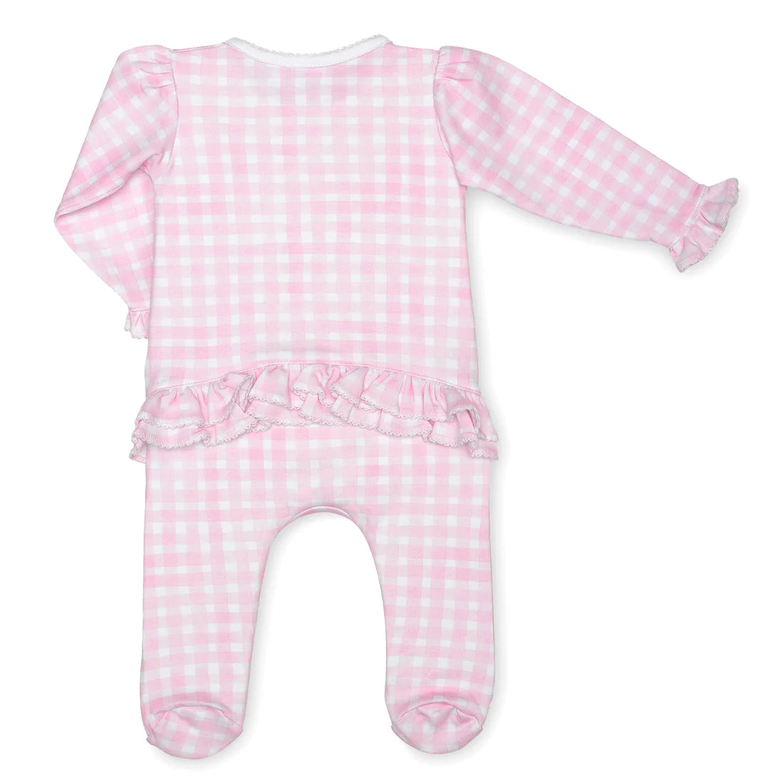 Pink Gingham Ruffle Footie-520 Baby & Kids Gifts-Simply Stylish Boutique-Simply Stylish Boutique | Women’s & Kid’s Fashion | Paducah, KY