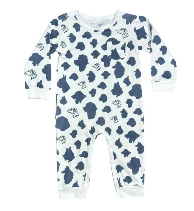 Dark Blue Dog Romper-520 Baby & Kids Gifts-Simply Stylish Boutique-Simply Stylish Boutique | Women’s & Kid’s Fashion | Paducah, KY