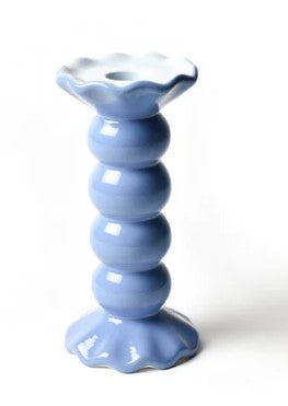 French Blue Medium Ruffle Knobbed Candle Holder-510 General Gifts-Simply Stylish Boutique-Simply Stylish Boutique | Women’s & Kid’s Fashion | Paducah, KY