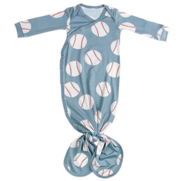 Slugger Newborn Knotted Gown-520 Baby & Kids Gifts-Simply Stylish Boutique-Simply Stylish Boutique | Women’s & Kid’s Fashion | Paducah, KY