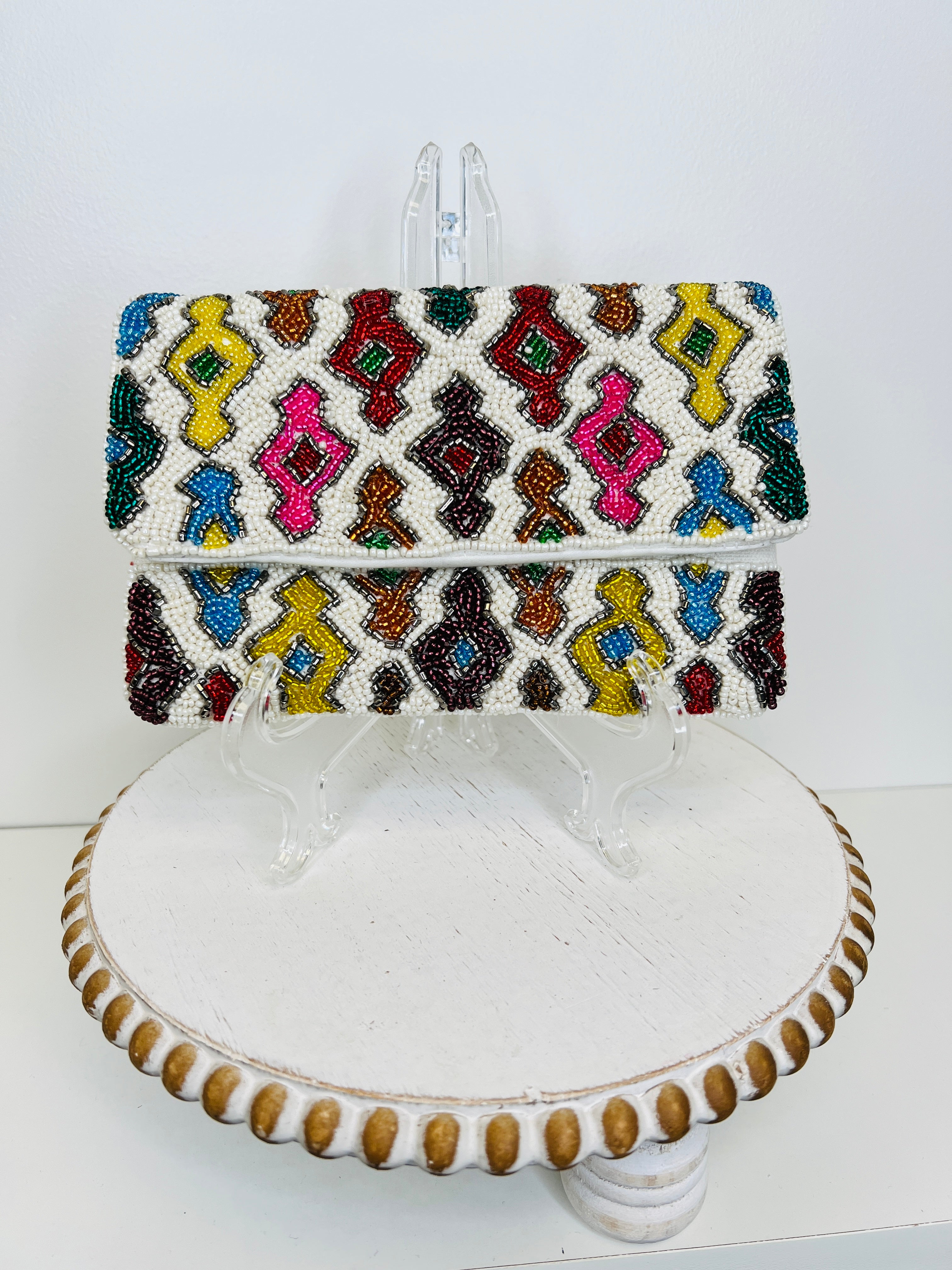 Multi Color Mosaic Beaded Mini Bag-420 Bags & Totes-LA Chic Designs-Simply Stylish Boutique | Women’s & Kid’s Fashion | Paducah, KY