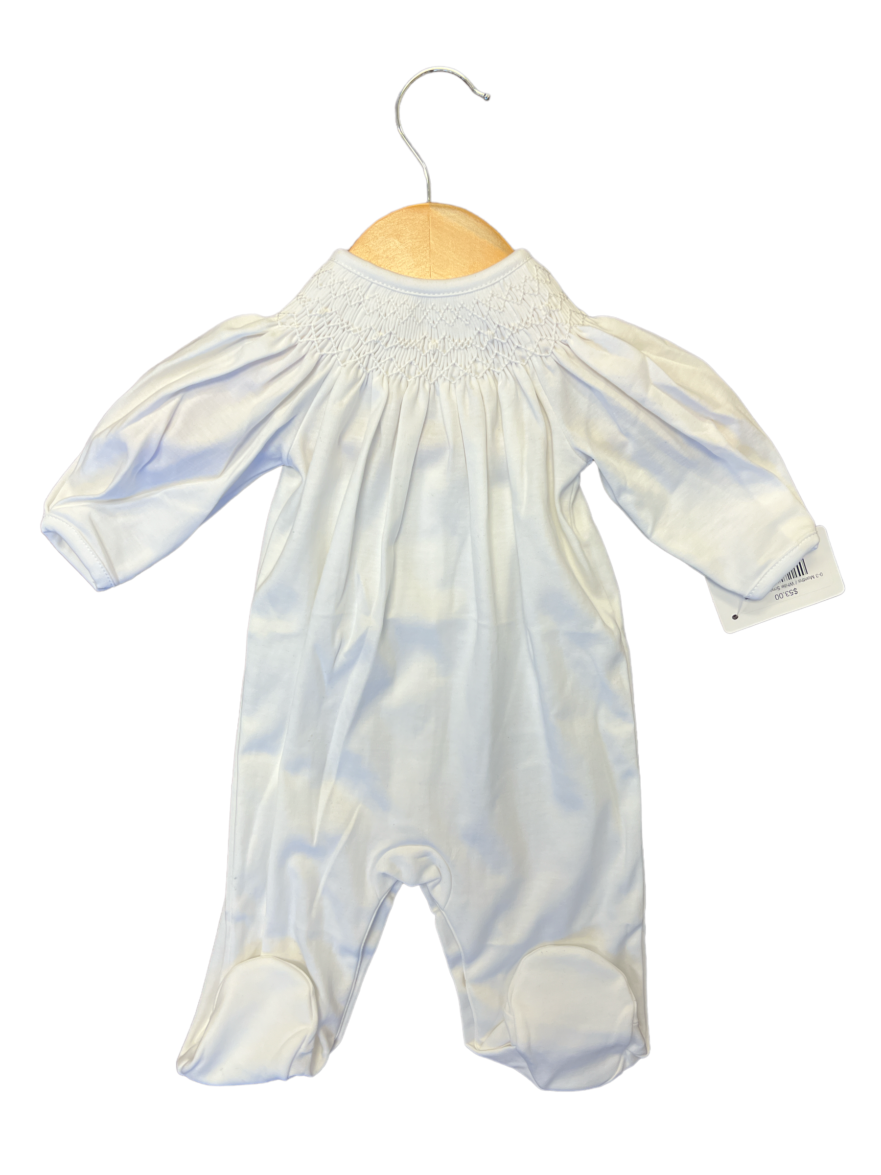 White Smocked Footie-520 Baby & Kids Gifts-Simply Stylish Boutique-Simply Stylish Boutique | Women’s & Kid’s Fashion | Paducah, KY