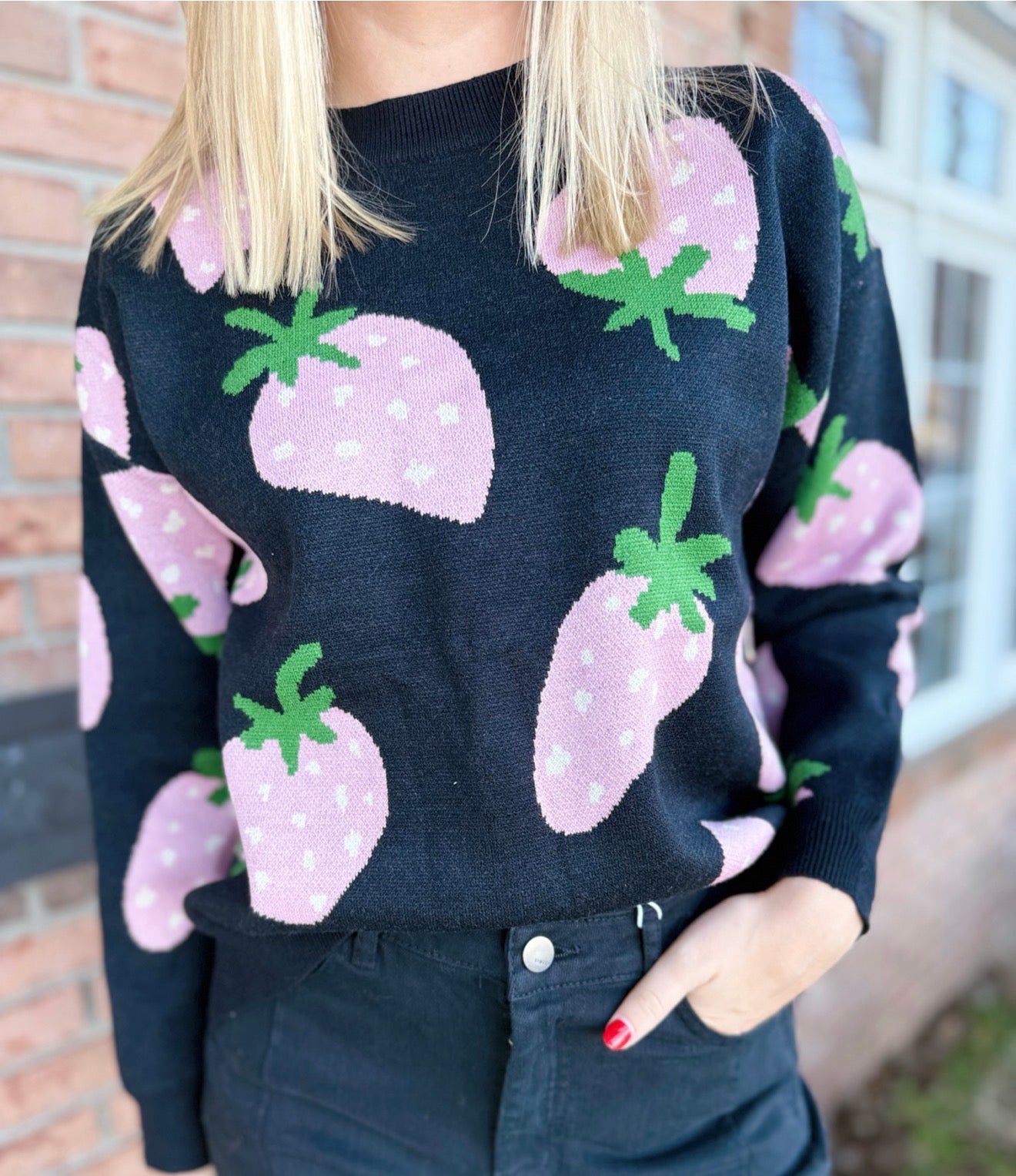 Strawberry Sweater-140 Sweaters, Cardigans & Sweatshirts-Simply Stylish Boutique-Simply Stylish Boutique | Women’s & Kid’s Fashion | Paducah, KY
