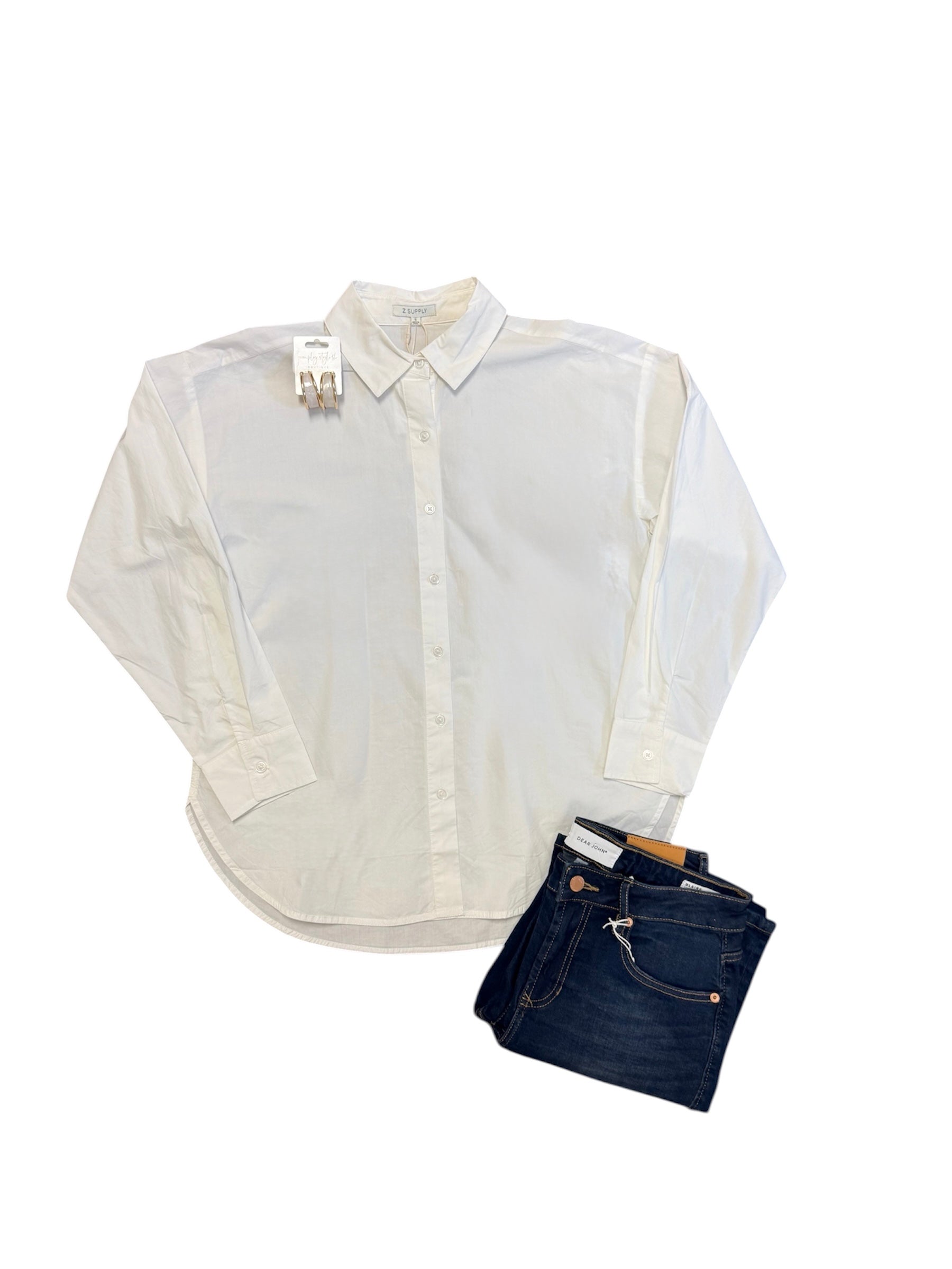 Elevated Poplin Button Up Top-130 Dressy Tops & Blouses-Simply Stylish Boutique-Simply Stylish Boutique | Women’s & Kid’s Fashion | Paducah, KY