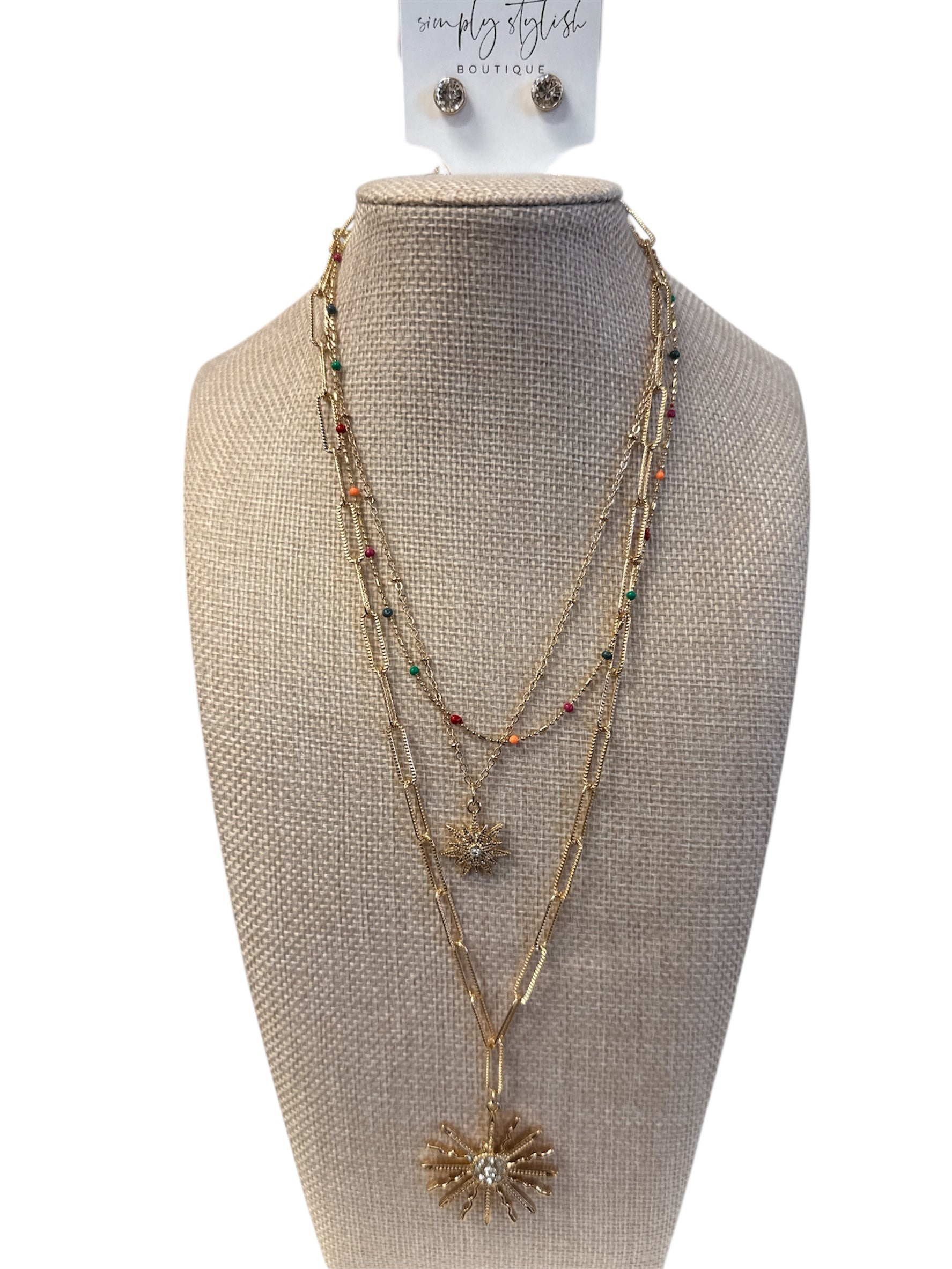 Sunburst Pendant Necklace Set-410 Jewelry-Simply Stylish Boutique-Simply Stylish Boutique | Women’s & Kid’s Fashion | Paducah, KY