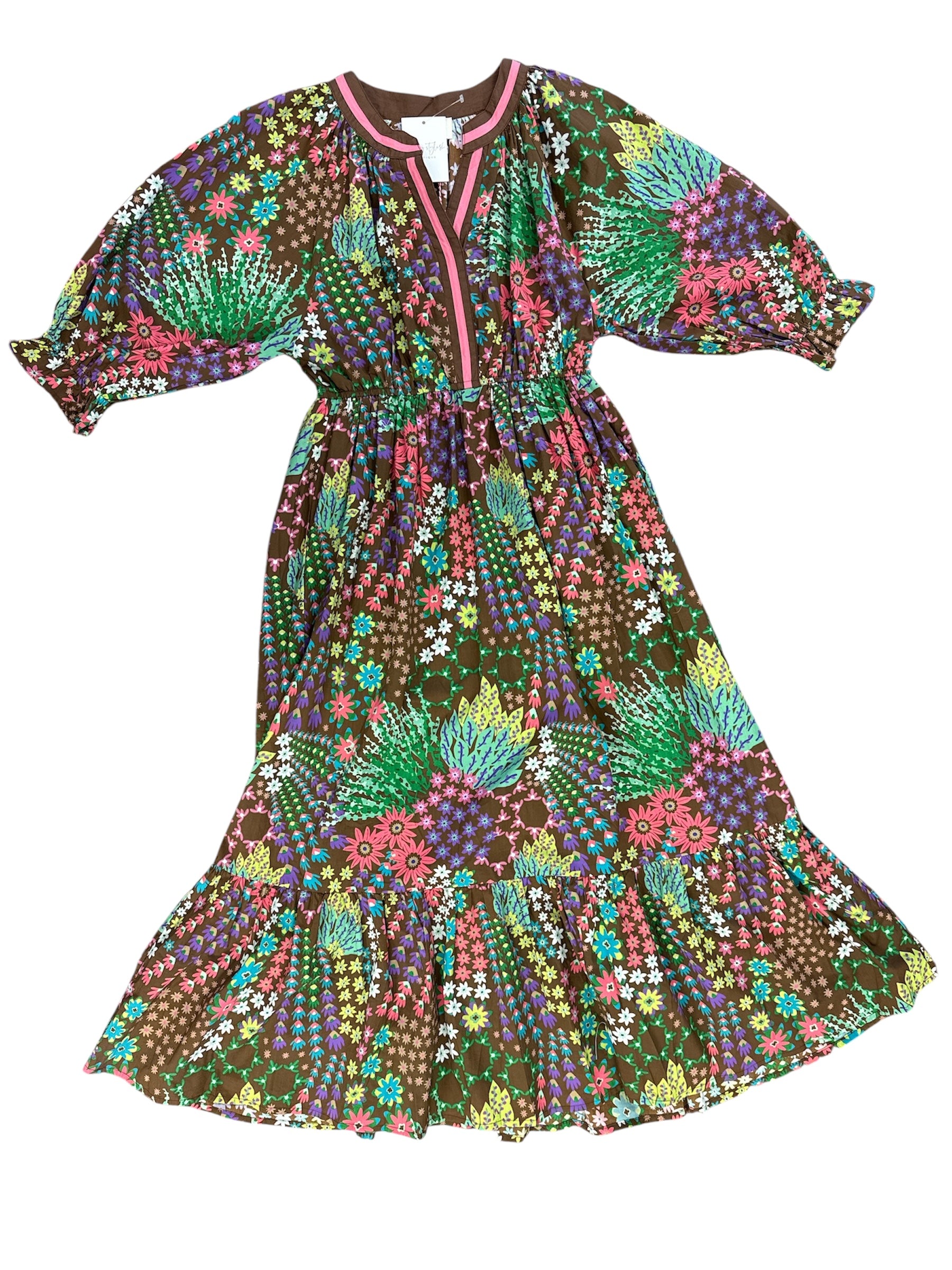 Floral Charm Midi Dress-130 Dressy Tops & Blouses-Simply Stylish Boutique-Simply Stylish Boutique | Women’s & Kid’s Fashion | Paducah, KY