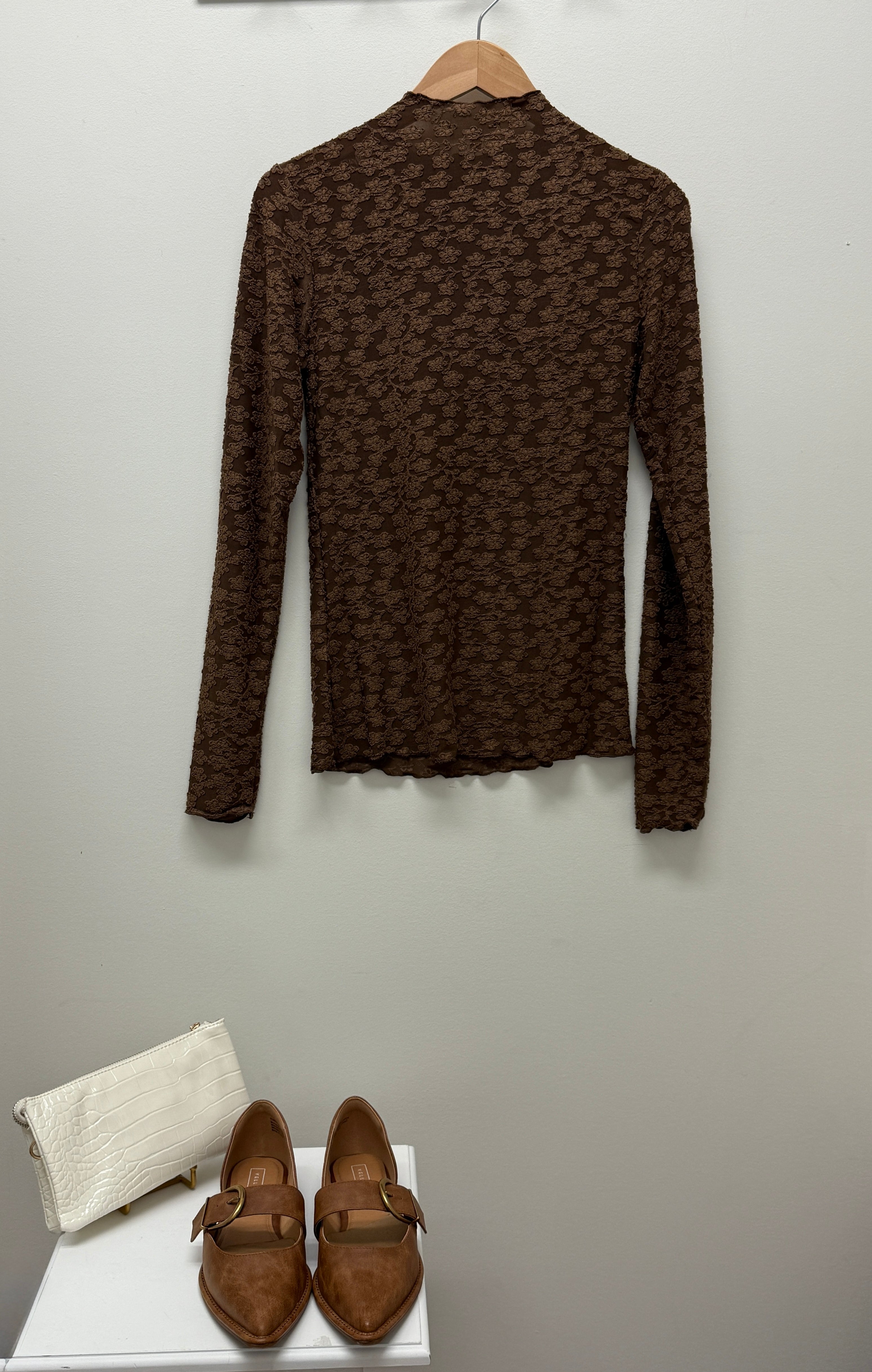 Burnout Lace Top-120 Casual Tops & Tees-Simply Stylish Boutique-Simply Stylish Boutique | Women’s & Kid’s Fashion | Paducah, KY