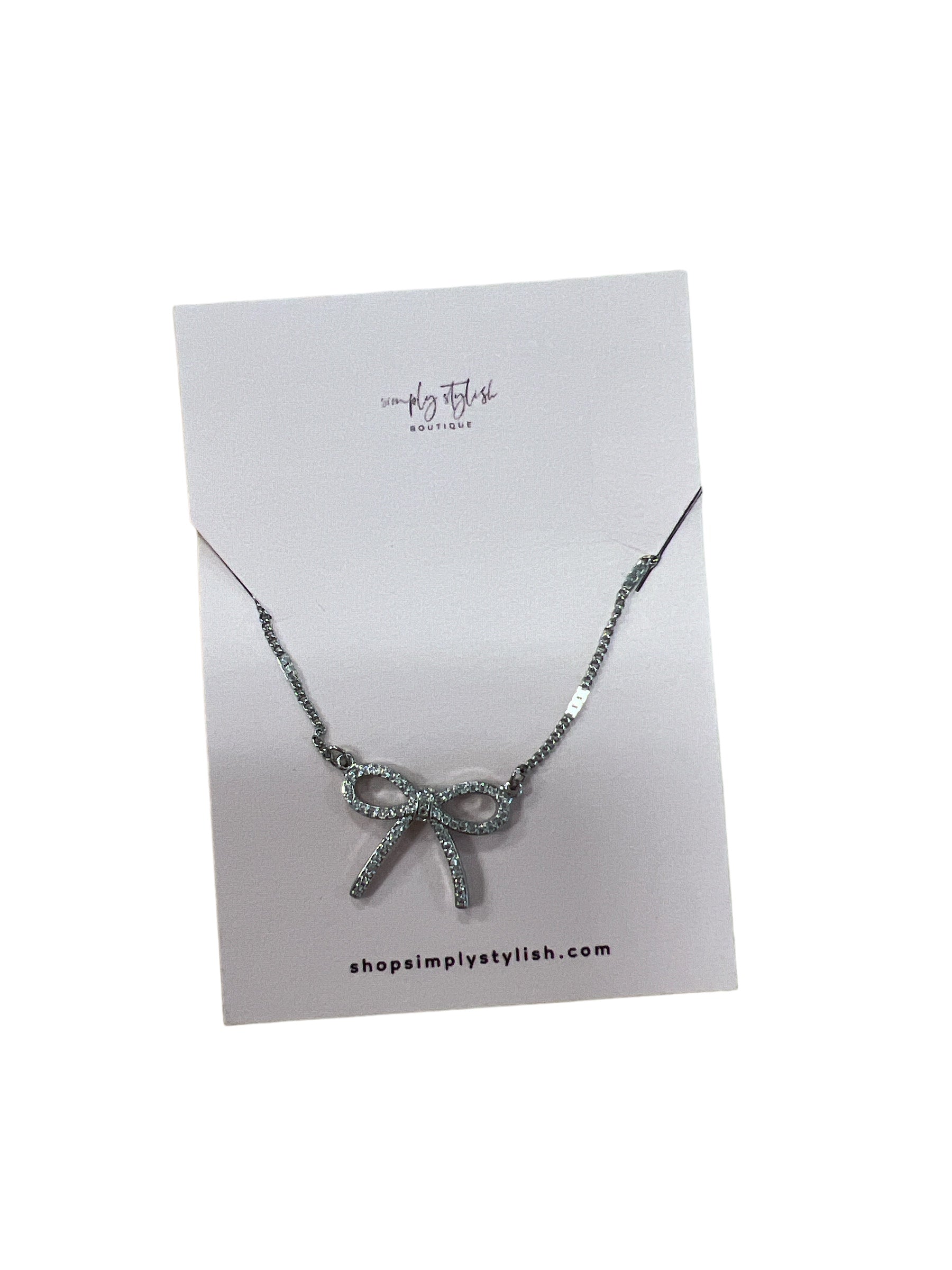 Silver Bow Necklace-410 Jewelry-Simply Stylish Boutique-Simply Stylish Boutique | Women’s & Kid’s Fashion | Paducah, KY