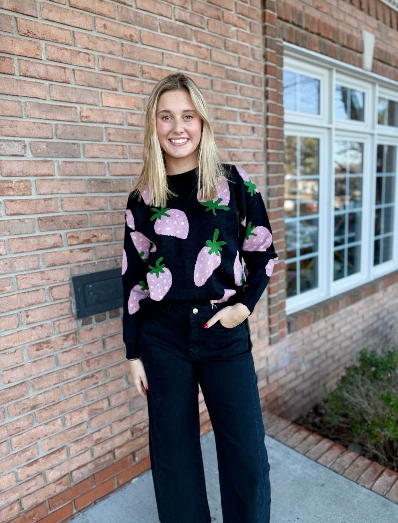 Strawberry Sweater-140 Sweaters, Cardigans & Sweatshirts-Simply Stylish Boutique-Simply Stylish Boutique | Women’s & Kid’s Fashion | Paducah, KY