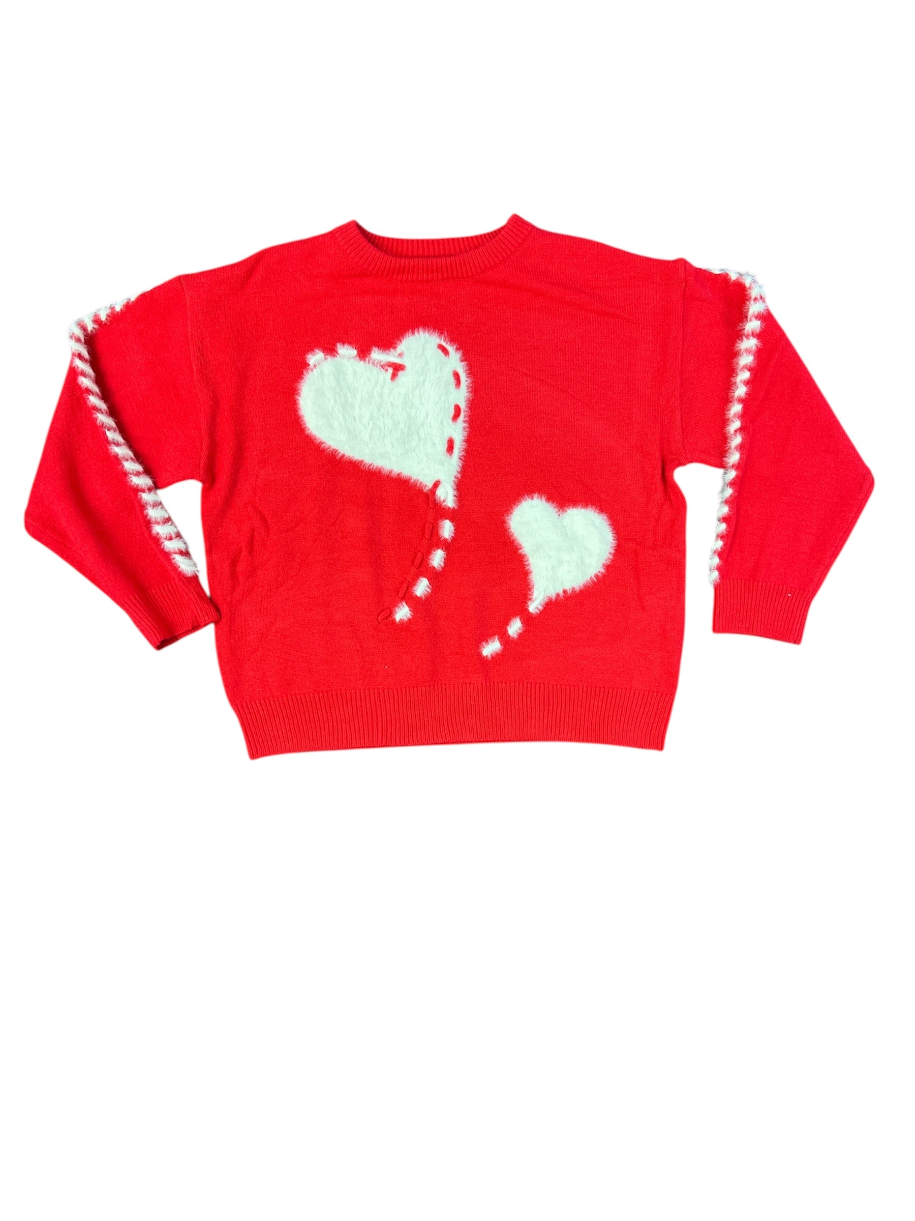 Fuzzy Hearts Sweater-140 Sweaters, Cardigans & Sweatshirts-Simply Stylish Boutique-Simply Stylish Boutique | Women’s & Kid’s Fashion | Paducah, KY