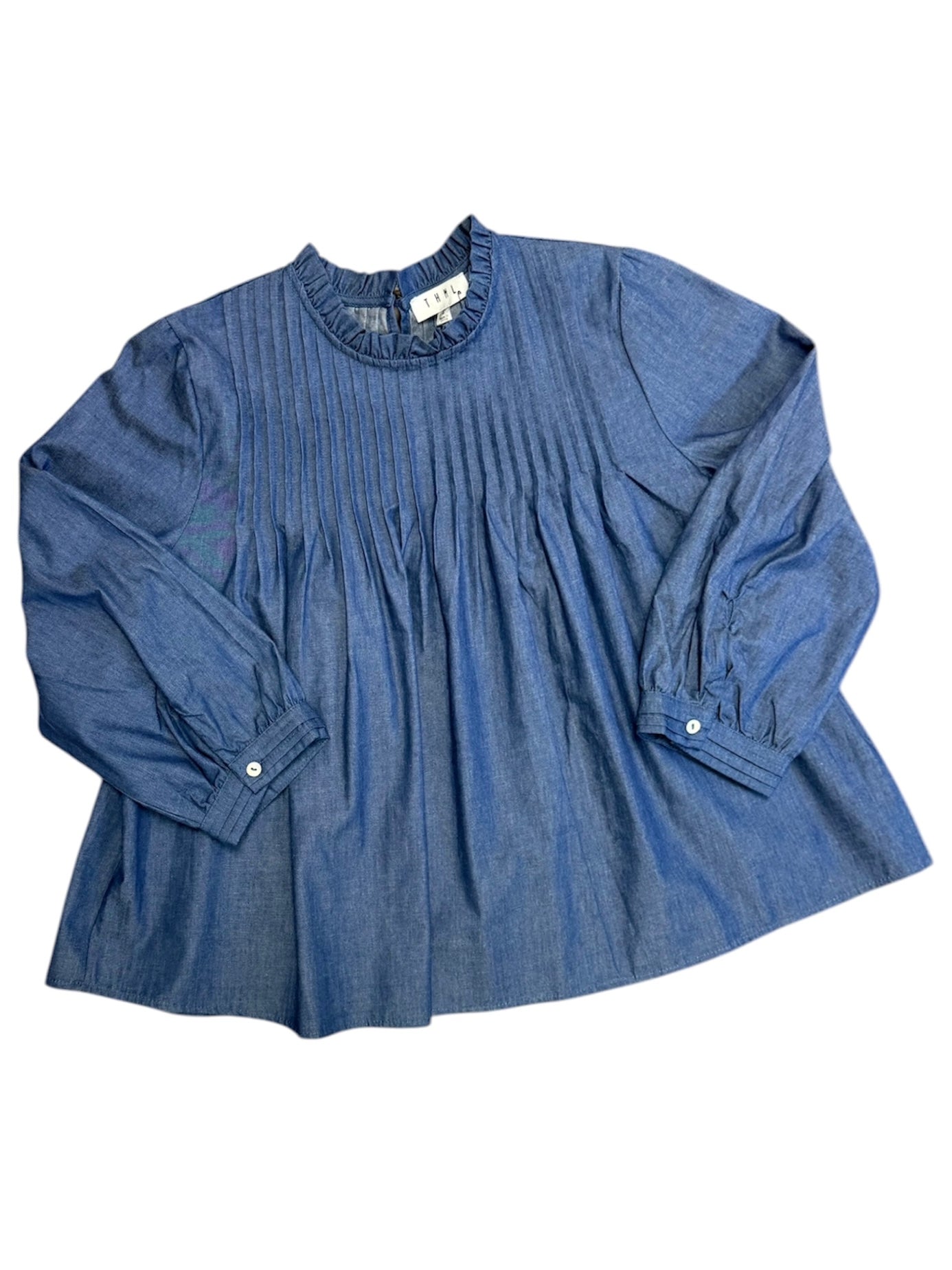 Everly Flow Denim Top-130 Dressy Tops & Blouses-Simply Stylish Boutique-Simply Stylish Boutique | Women’s & Kid’s Fashion | Paducah, KY