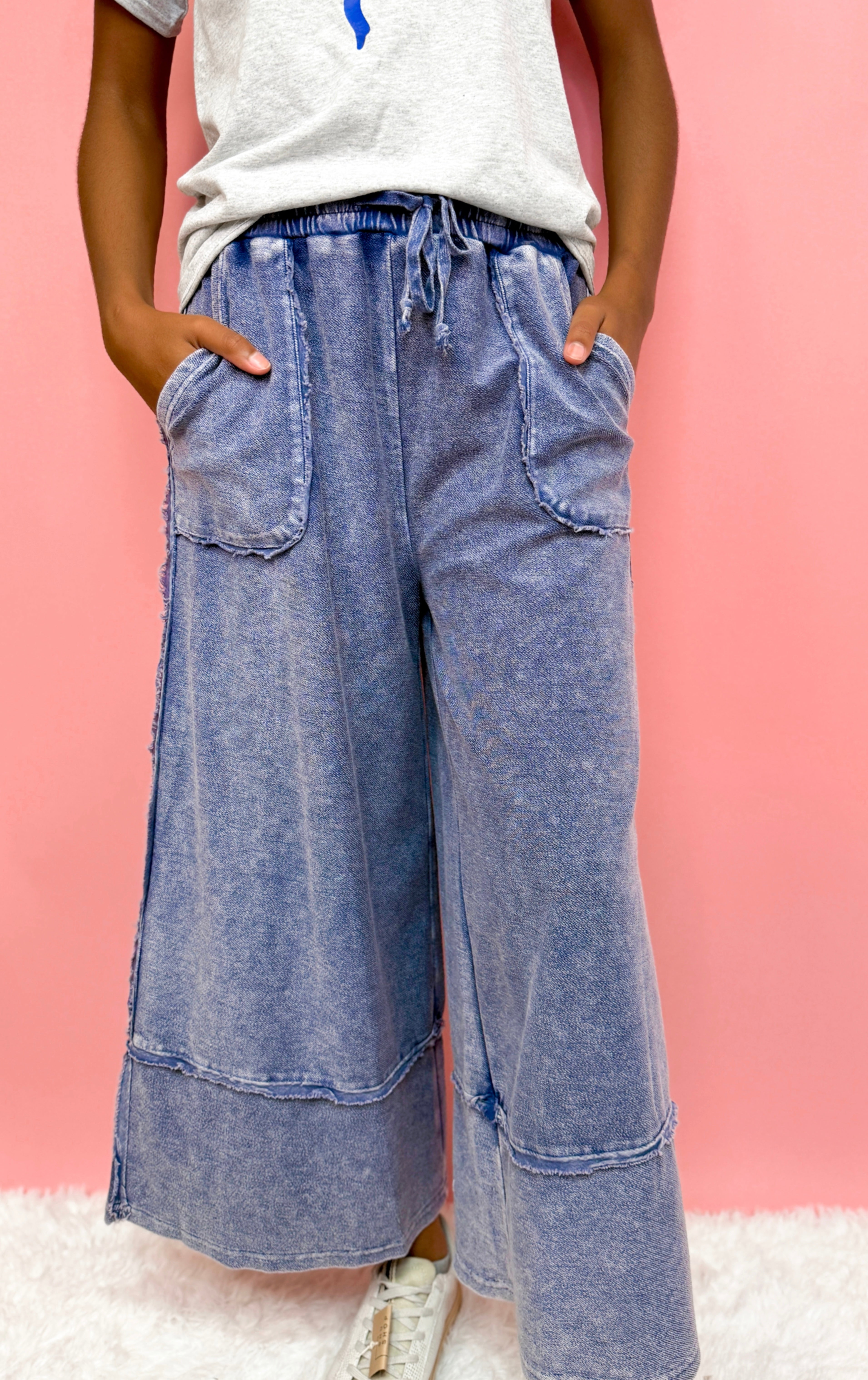 Mineral Washed Palazzo Pants-230 Pants-Simply Stylish boutique-Simply Stylish Boutique | Women’s & Kid’s Fashion | Paducah, KY