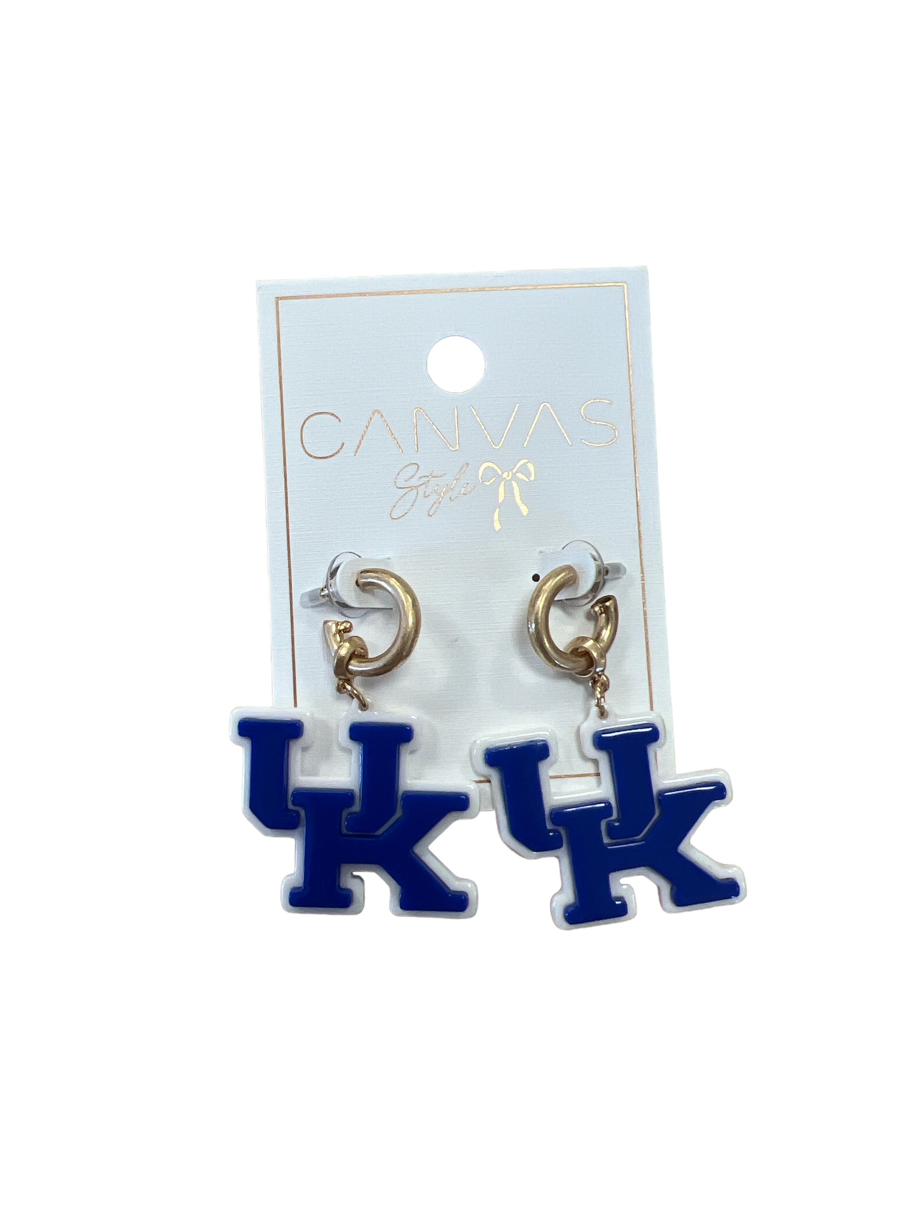 Kentucky Wildcats Resin Logo Drop Hoop Earrings-410 Jewelry-canvas-Simply Stylish Boutique | Women’s & Kid’s Fashion | Paducah, KY