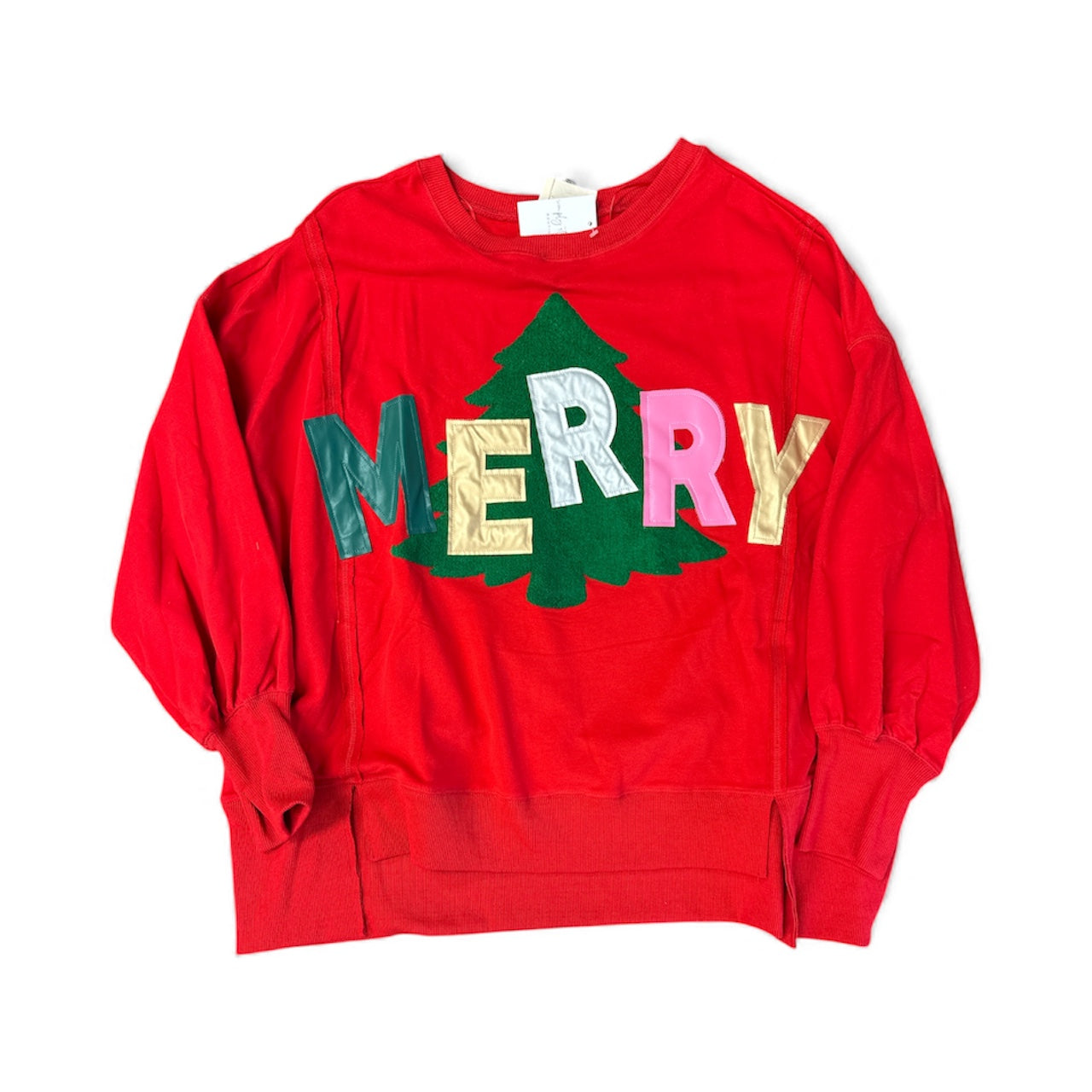 Merry Patch Sweatshirt-140 Sweaters, Cardigans & Sweatshirts-Simply Stylish Boutique-Simply Stylish Boutique | Women’s & Kid’s Fashion | Paducah, KY