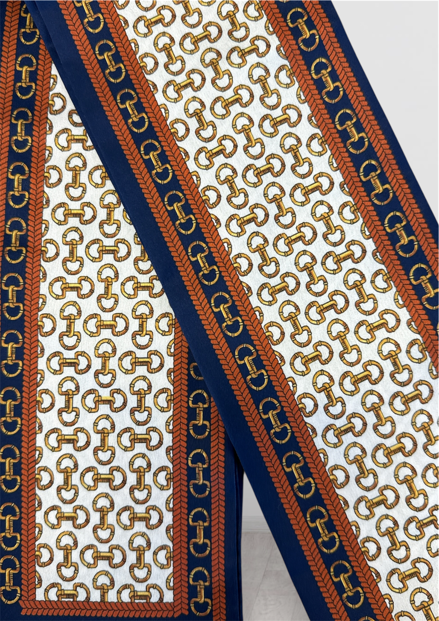 Ivory/Blue Horsebit Scarf-430 Hats & Hair-Simply Stylish Boutique-Simply Stylish Boutique | Women’s & Kid’s Fashion | Paducah, KY