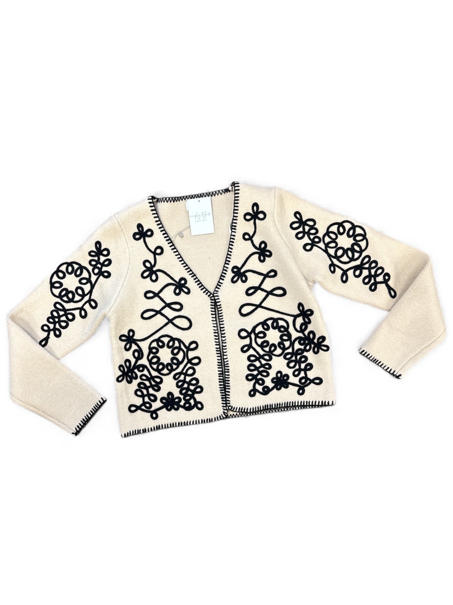 Swirl Cornelli Embr Cardigan-140 Sweaters, Cardigans & Sweatshirts-Simply Stylish Boutique-Simply Stylish Boutique | Women’s & Kid’s Fashion | Paducah, KY
