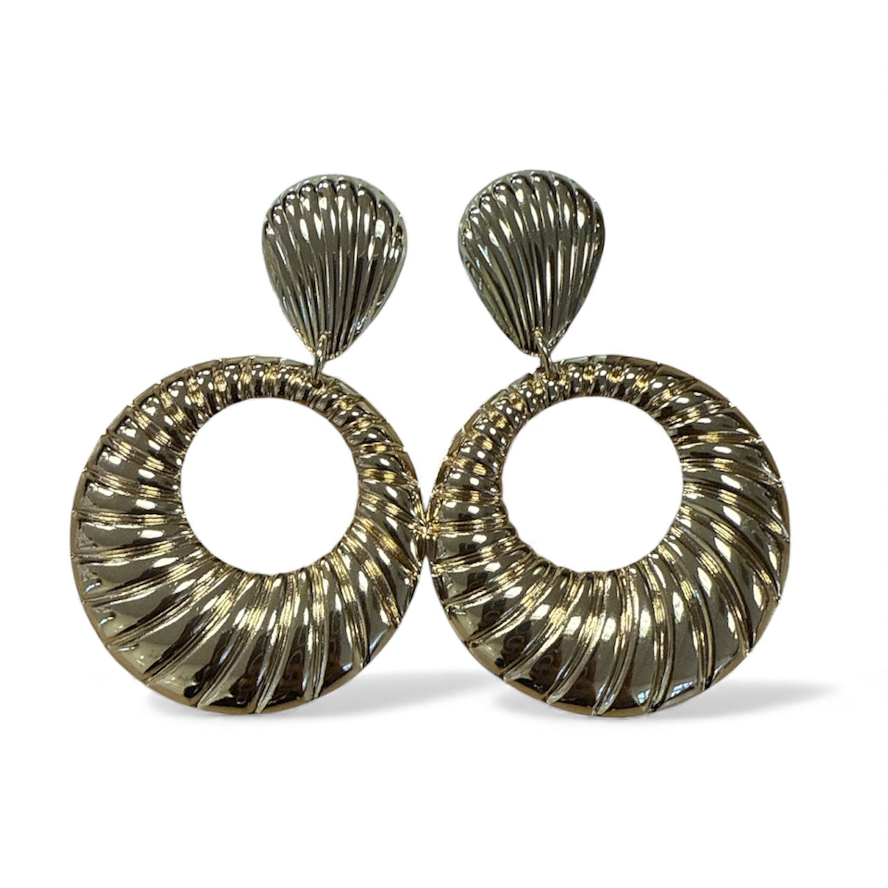 Gold Textured Round Earrings-410 Jewelry-Simply Stylish Boutique-Simply Stylish Boutique | Women’s & Kid’s Fashion | Paducah, KY