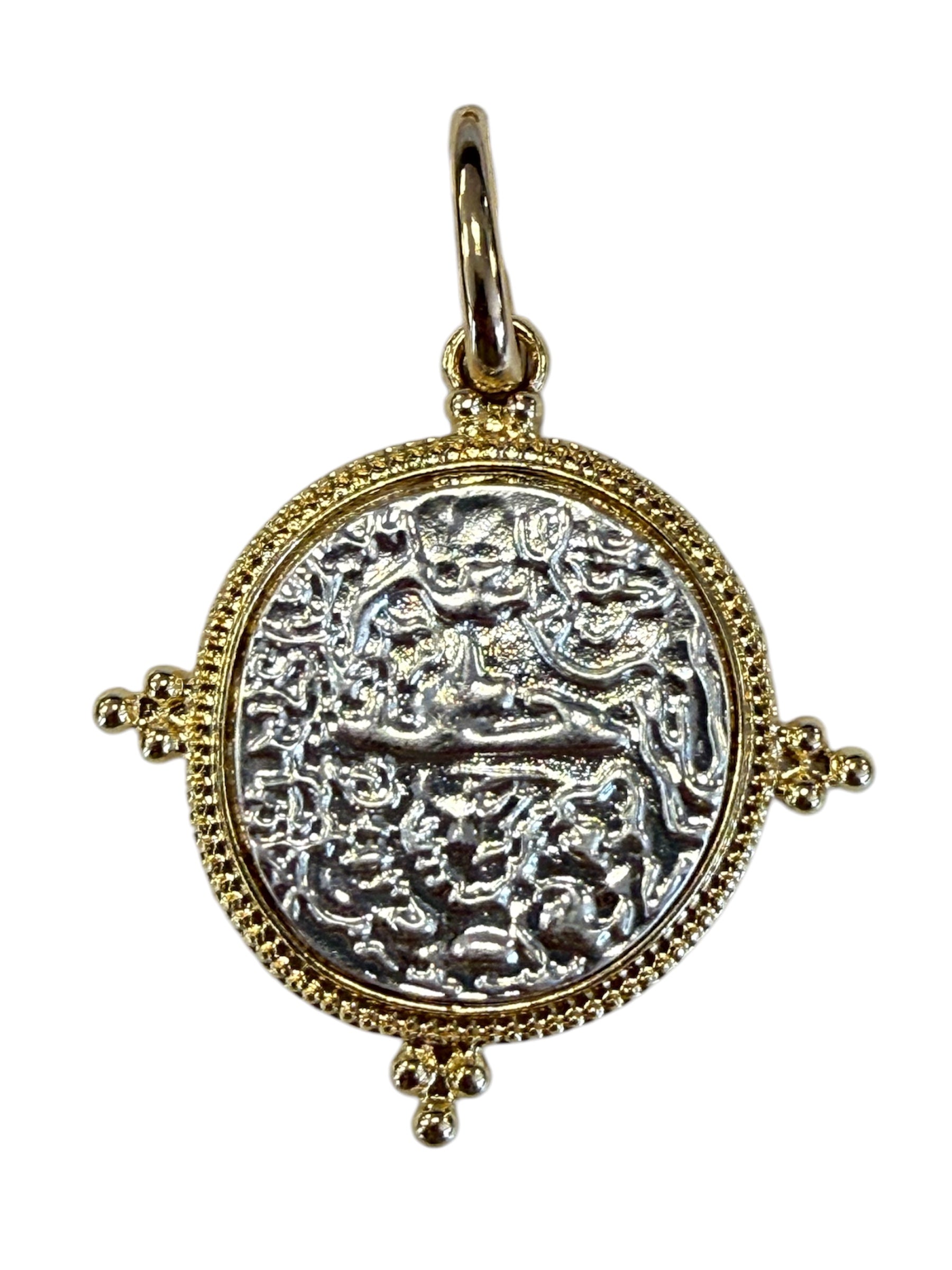 Two-Tone Textured Coin Pendant-410 Jewelry-Simply Stylish Boutique-Simply Stylish Boutique | Women’s & Kid’s Fashion | Paducah, KY
