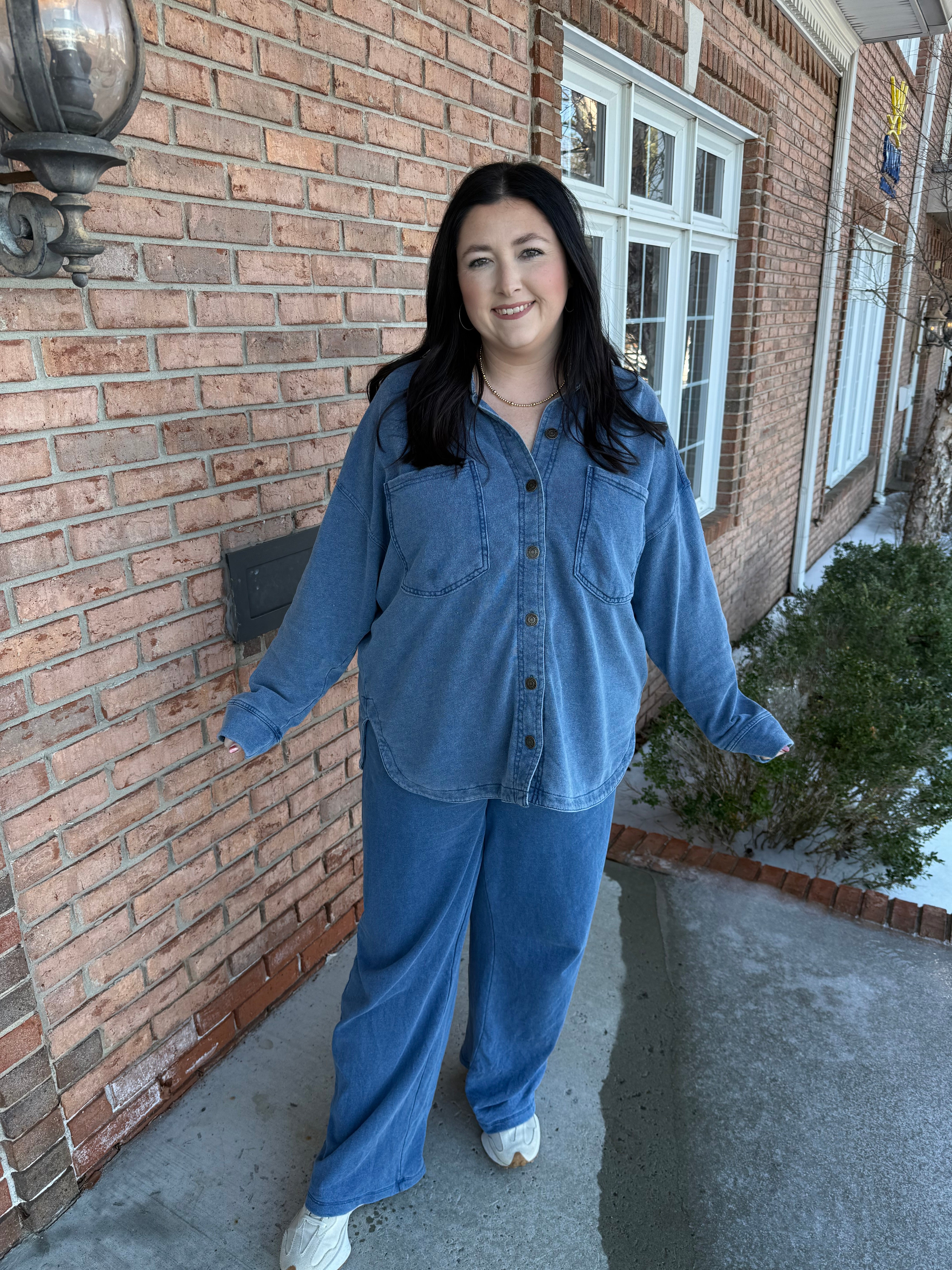 All Day Knit Denim Jacket-120 Casual Tops & Tees-Simply Stylish Boutique-Simply Stylish Boutique | Women’s & Kid’s Fashion | Paducah, KY