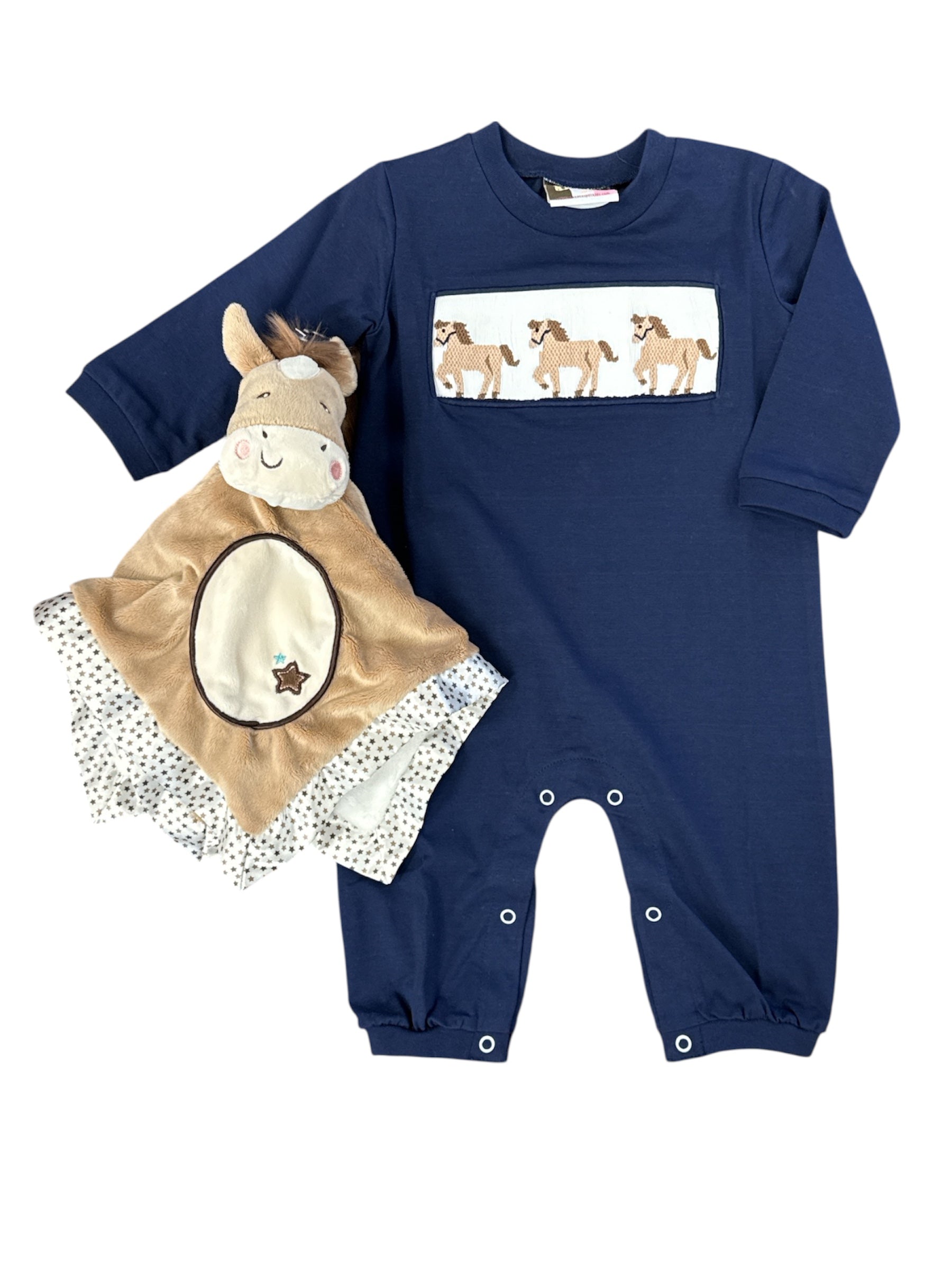 Giddy Up Smocked Boys Romper-520 Baby & Kids Gifts-Simply Stylish Boutique-Simply Stylish Boutique | Women’s & Kid’s Fashion | Paducah, KY
