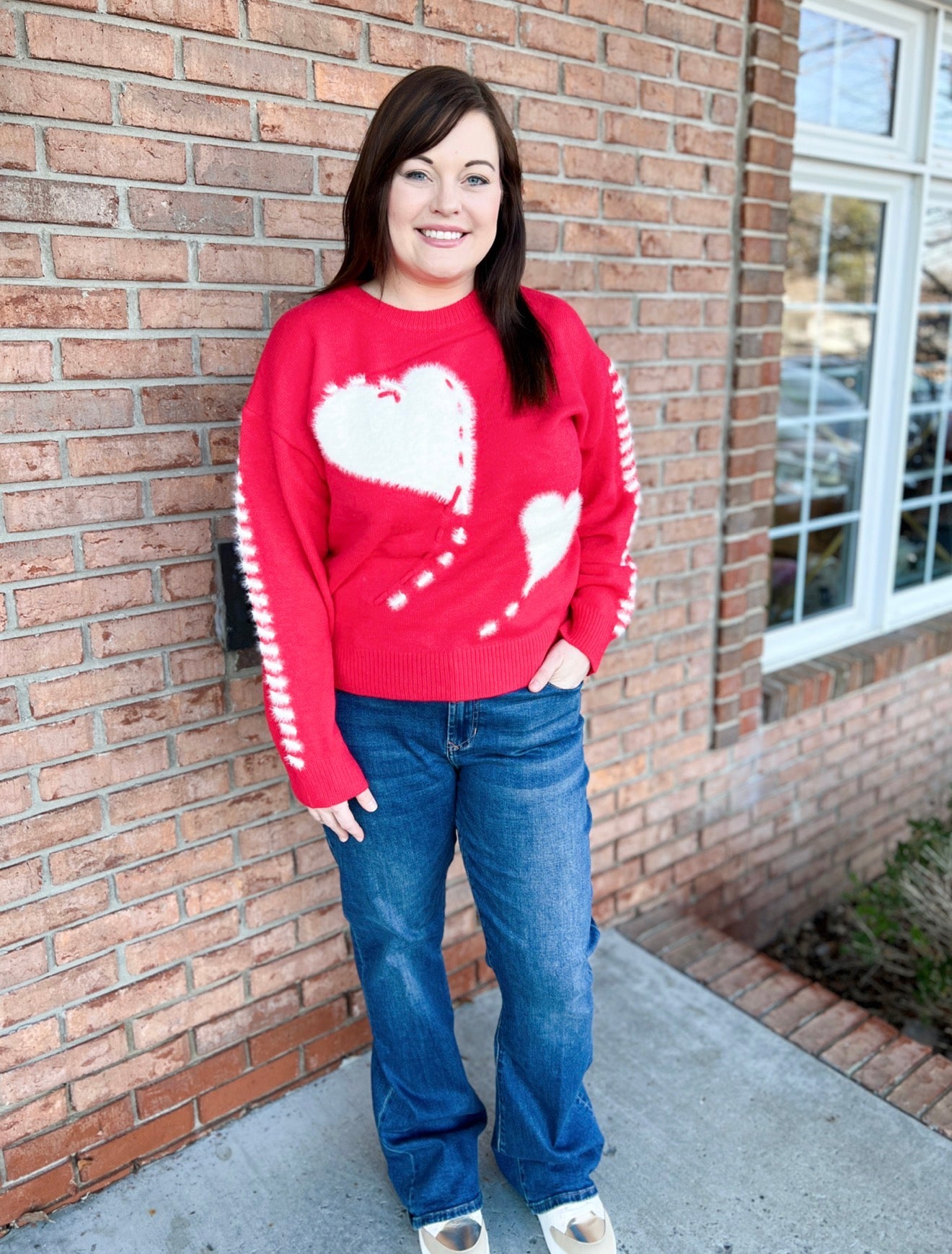 Fuzzy Hearts Sweater-140 Sweaters, Cardigans & Sweatshirts-Simply Stylish Boutique-Simply Stylish Boutique | Women’s & Kid’s Fashion | Paducah, KY