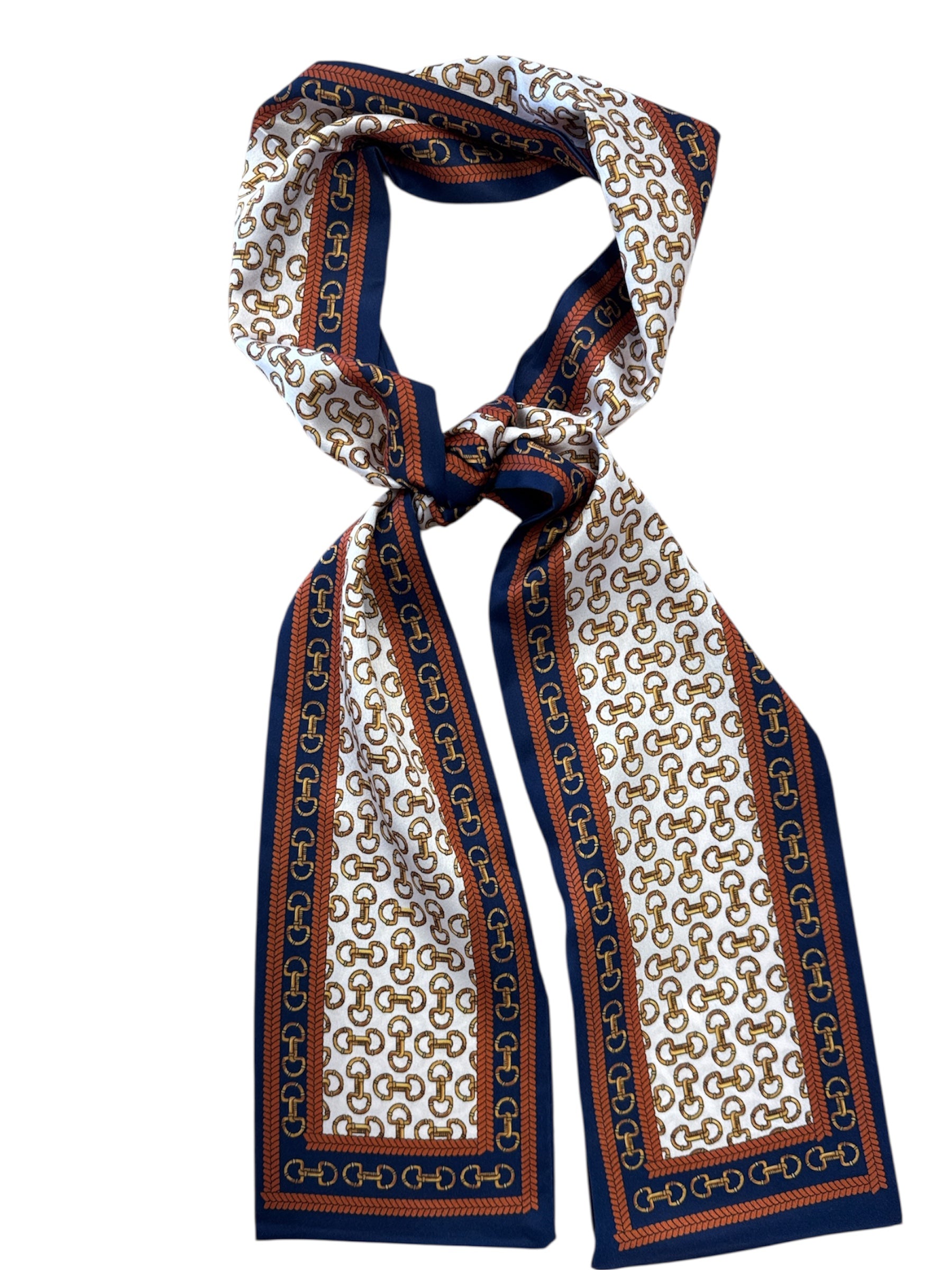 Ivory/Blue Horsebit Scarf-430 Hats & Hair-Simply Stylish Boutique-Simply Stylish Boutique | Women’s & Kid’s Fashion | Paducah, KY