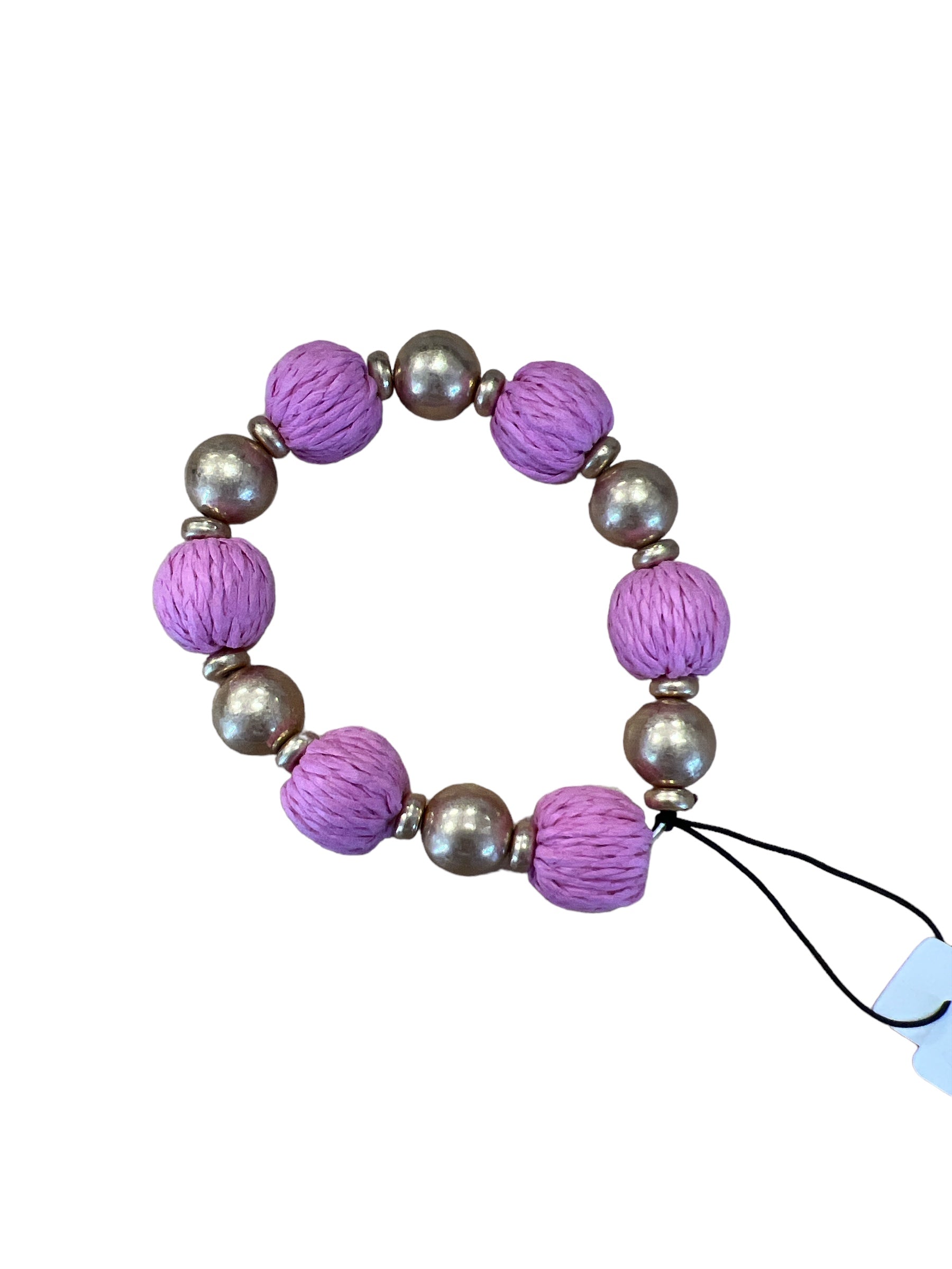 Barbados Raffia and Ball Bead Stretch Bracelet-410 Jewelry-canvas-Simply Stylish Boutique | Women’s & Kid’s Fashion | Paducah, KY