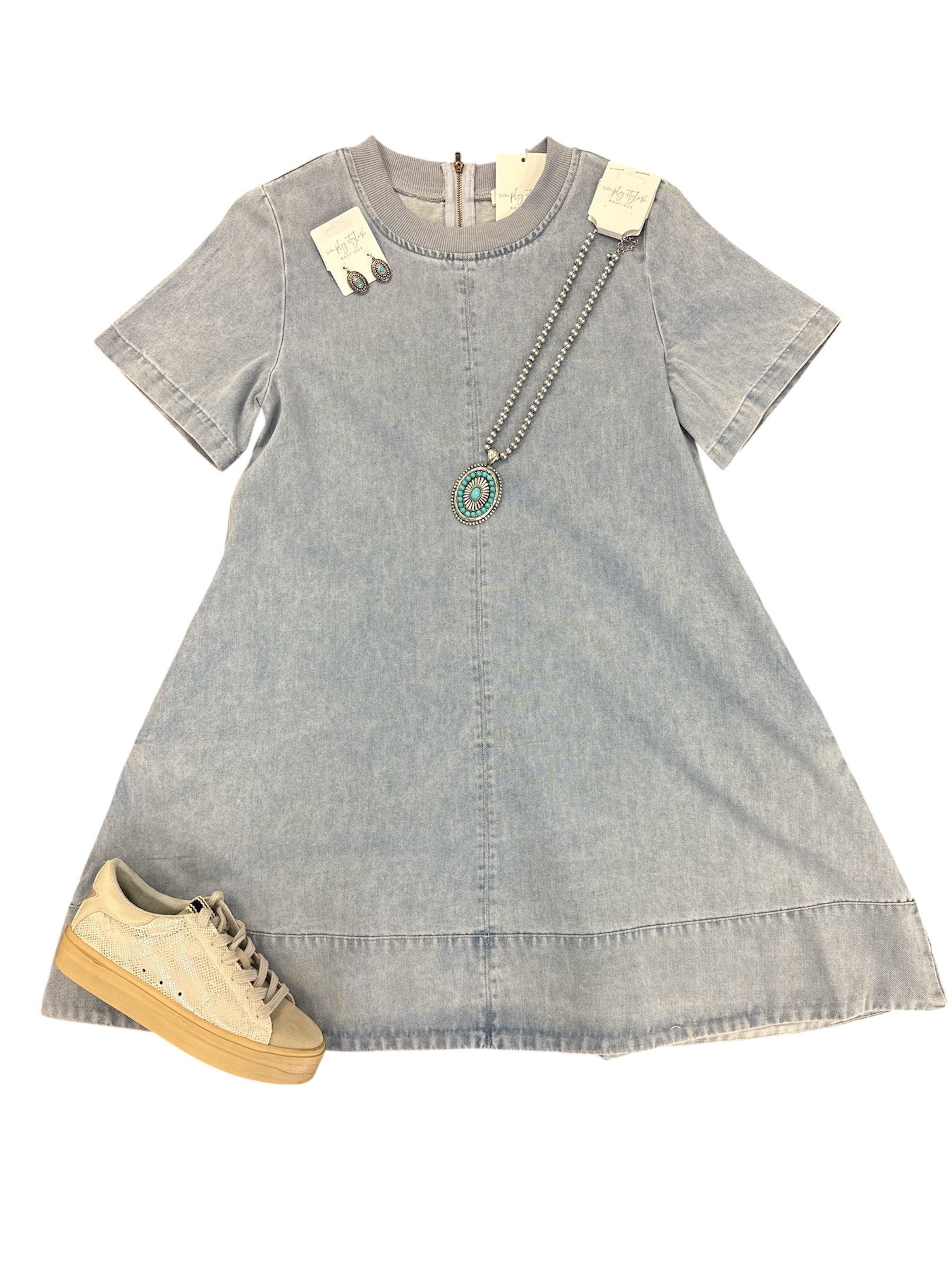 Pretty Little Denim Dress-310 Dresses-Simply Stylish Boutique-Simply Stylish Boutique | Women’s & Kid’s Fashion | Paducah, KY
