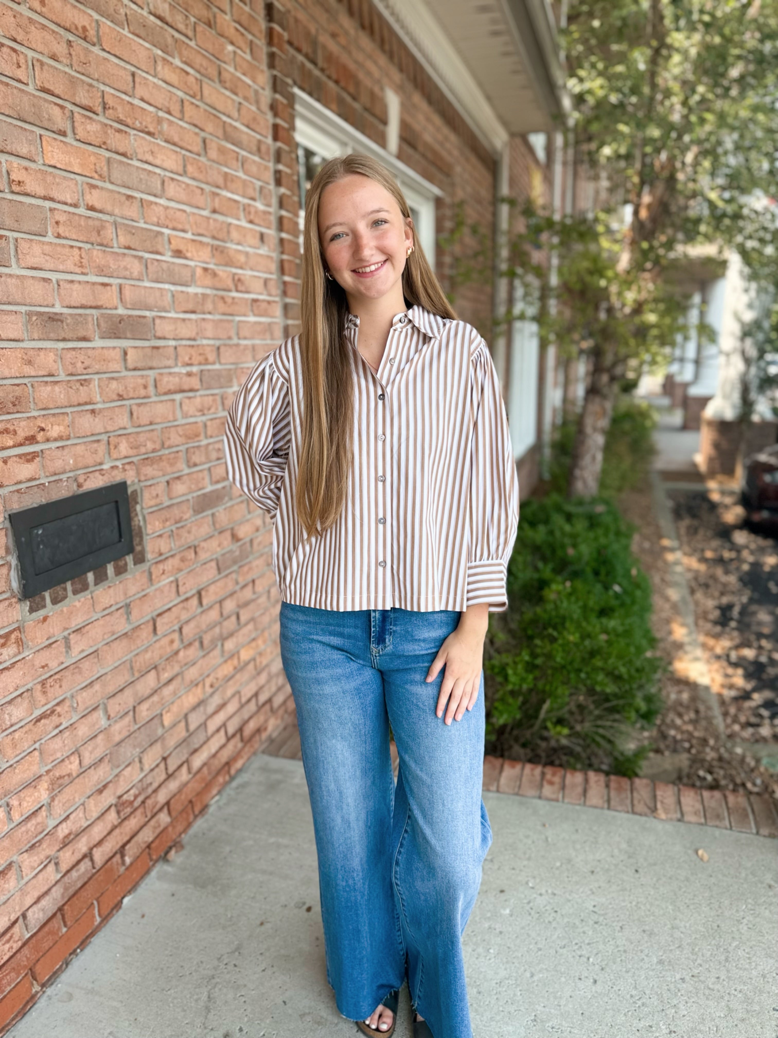 Autumn Stripe Top-130 Dressy Tops & Blouses-Simply Stylish boutique-Simply Stylish Boutique | Women’s & Kid’s Fashion | Paducah, KY