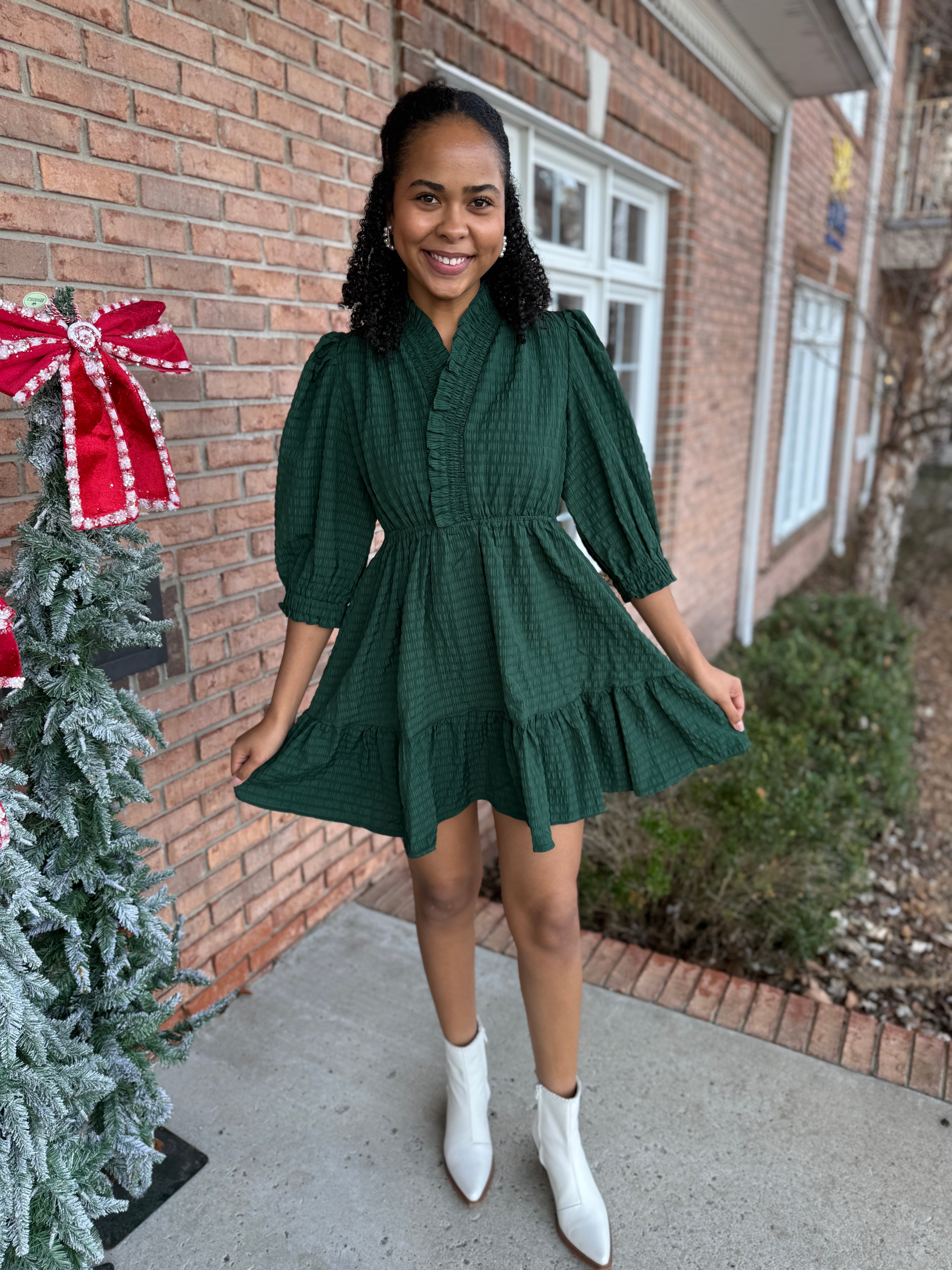 Evergreen Dress-130 Dressy Tops & Blouses-Simply Stylish Boutique-Simply Stylish Boutique | Women’s & Kid’s Fashion | Paducah, KY
