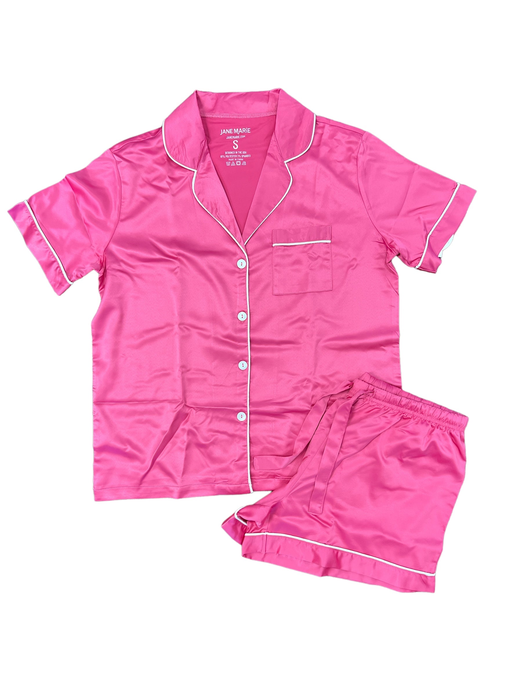 Life In Pink Silky Satin Pajama Short Set-330 Intimates, Loungewear & PJs-jane marie-Simply Stylish Boutique | Women’s & Kid’s Fashion | Paducah, KY