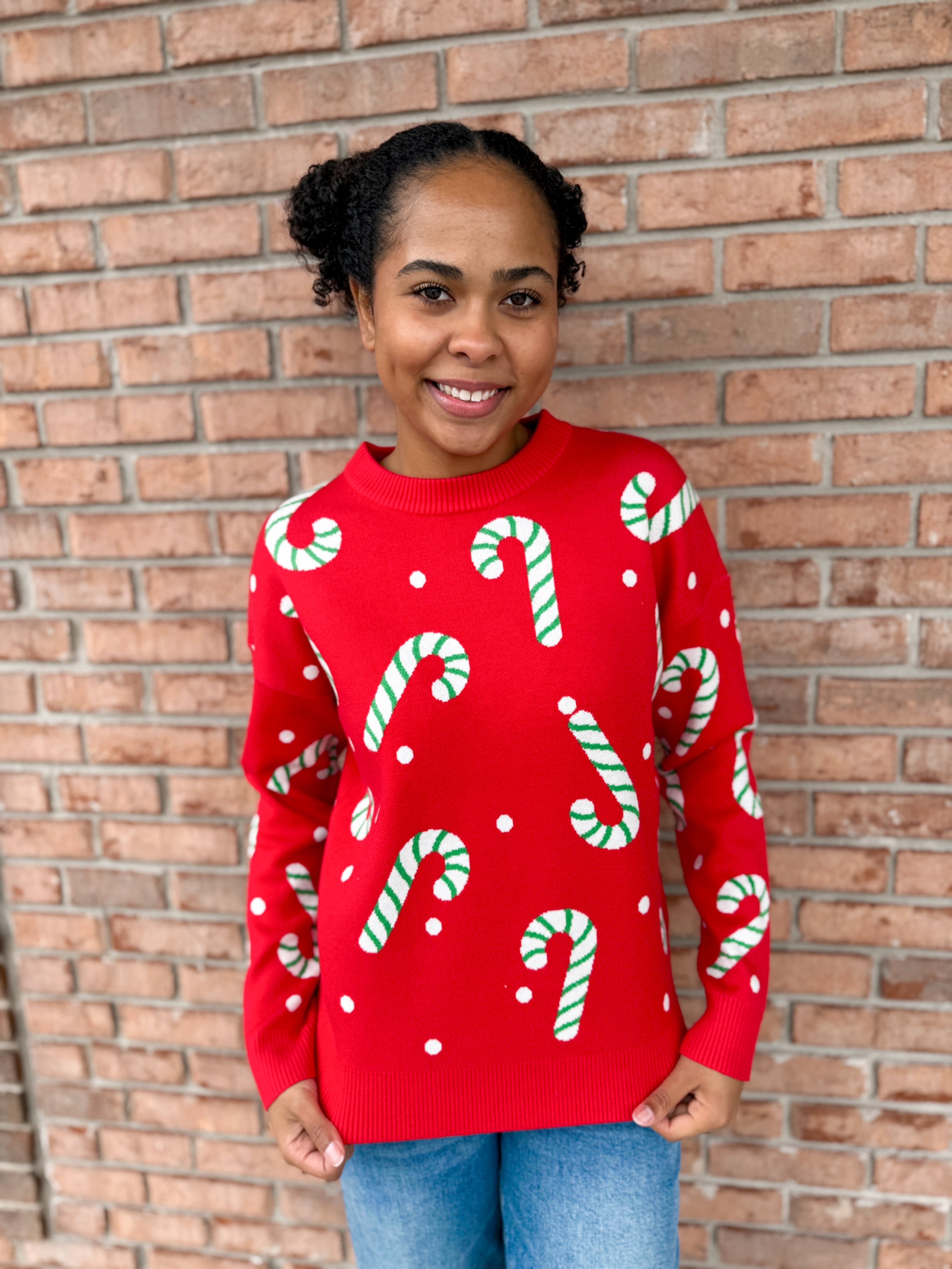 Candy Cane Parade Sweater-130 Dressy Tops & Blouses-Simply Stylish Boutique-Simply Stylish Boutique | Women’s & Kid’s Fashion | Paducah, KY